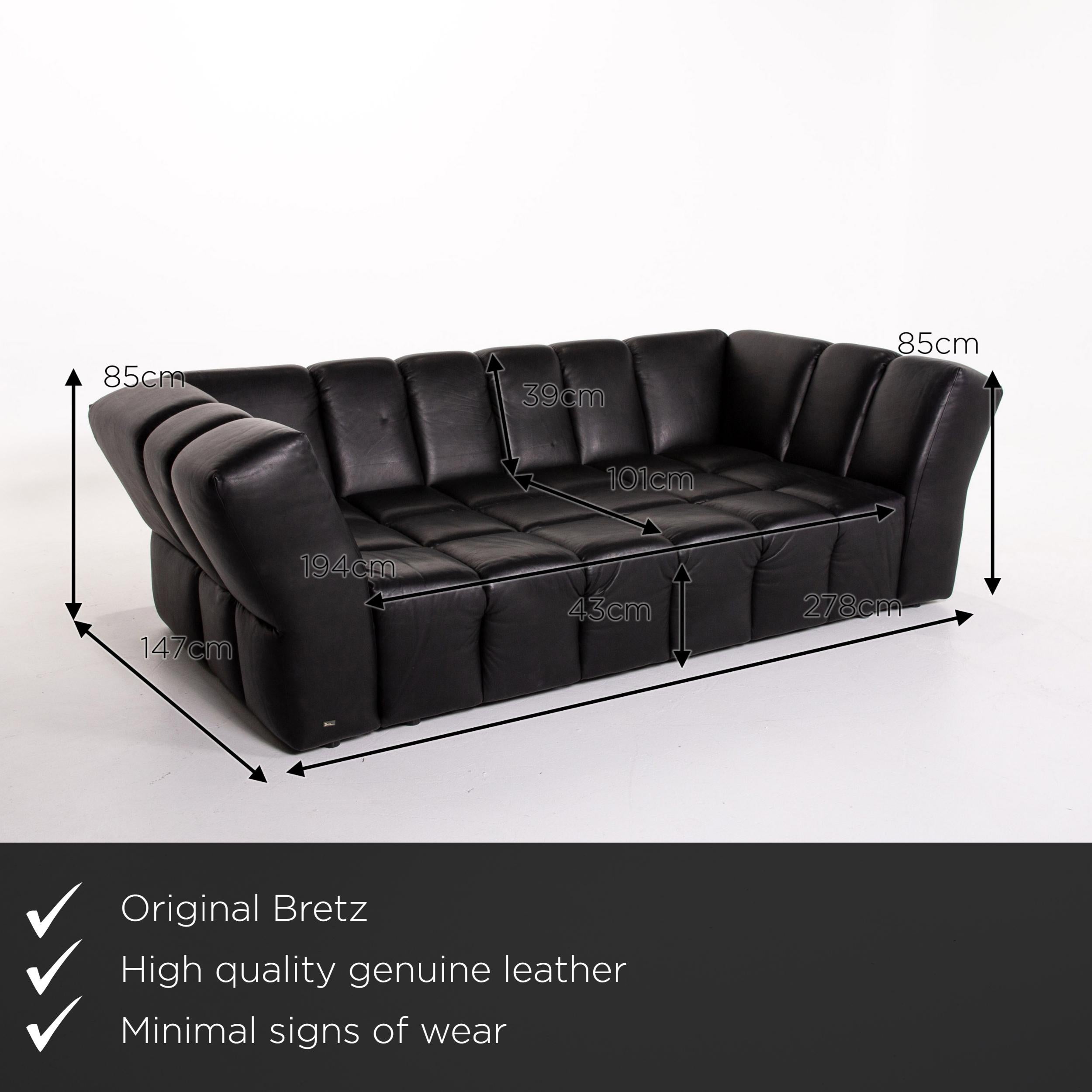 We present to you a Bretz Chocolat leather sofa black four-seat couch.

 

 Product measurements in centimeters:
 

Depth 147
Width 278
Height 85
Seat height 43
Rest height 85
Seat depth 101
Seat width 194
Back height 39.
  