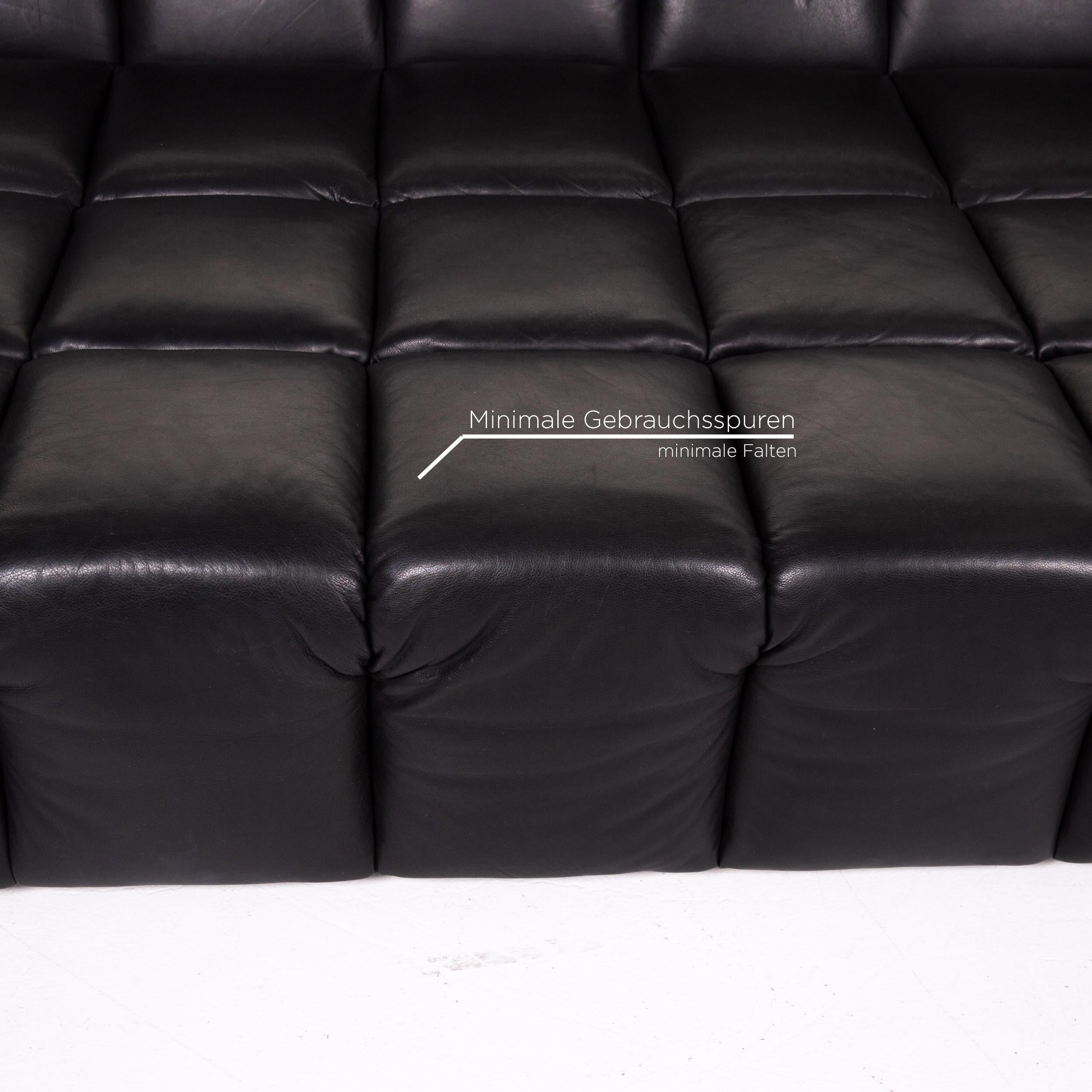 Modern Bretz Chocolat Leather Sofa Black Four-Seat Couch