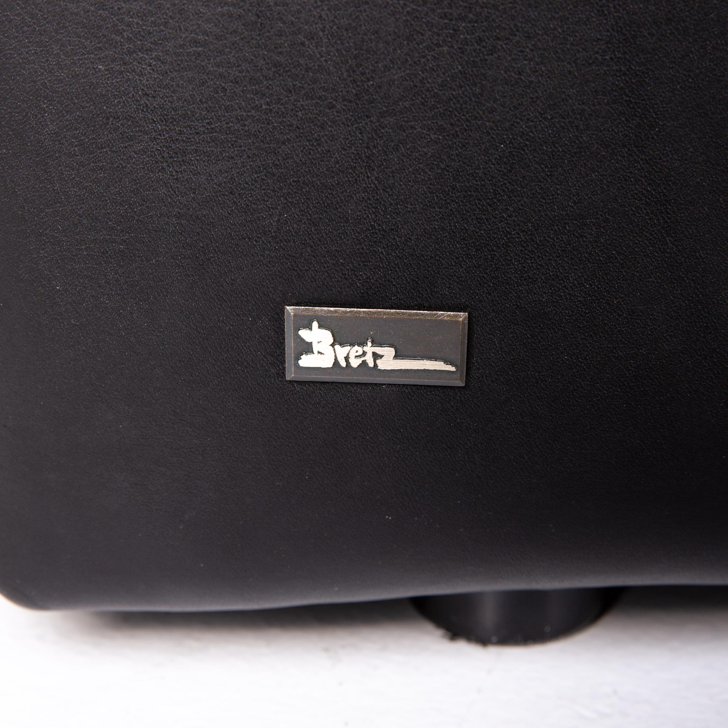 Bretz Chocolat Leather Sofa Black Four-Seat Couch In Good Condition In Cologne, DE