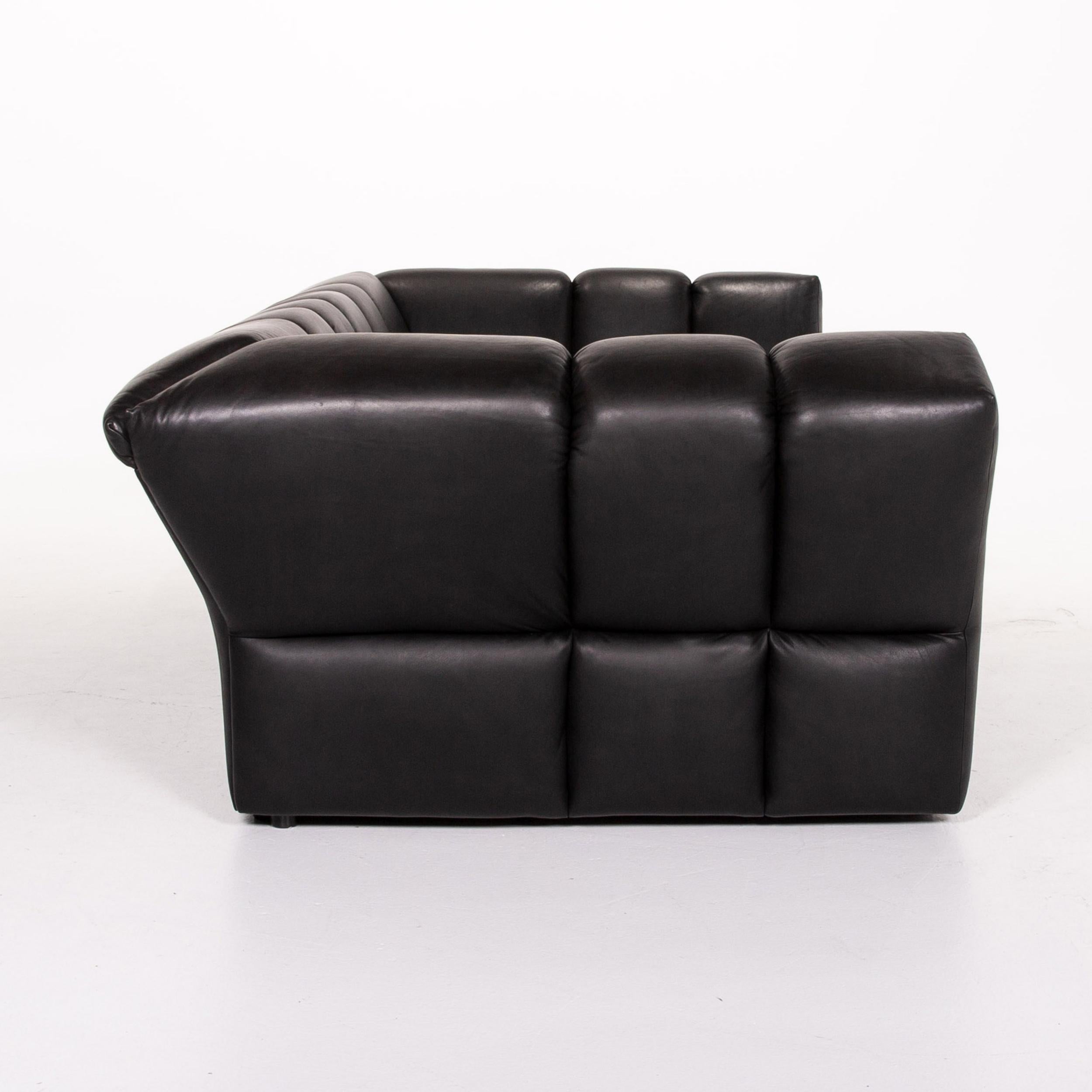 Bretz Chocolat Leather Sofa Black Four-Seat Couch 2