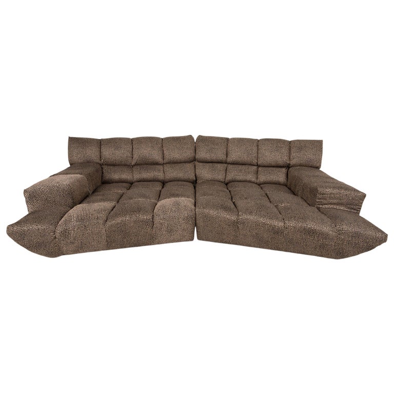 Bretz Cloud 7 Fabric Sofa Brown Four-Seater Couch at 1stDibs