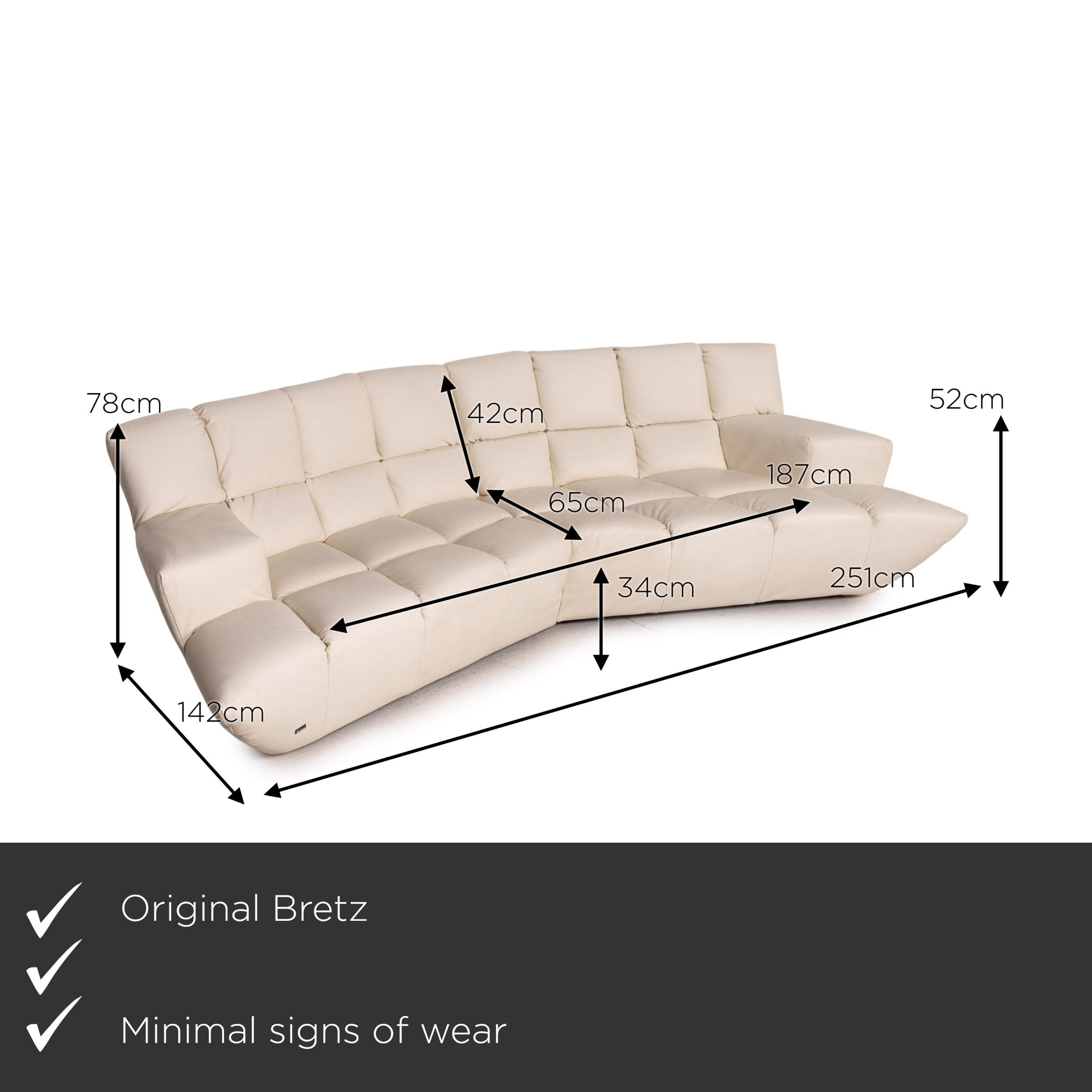 We present to you a Bretz Cloud 7 leather corner sofa cream couch.
 

 Product measurements in centimeters:
 

Depth: 142
Width: 251
Height: 78
Seat height: 34
Rest height: 52
Seat depth: 65
Seat width: 187
Back height: 42.
 
