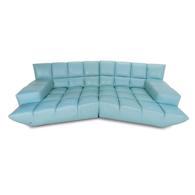 Bretz Cloud 7 Leather Sofa Light Blue Blue Corner Sofa Modular Extendable  Couch For Sale at 1stDibs | extendable cloud sofa
