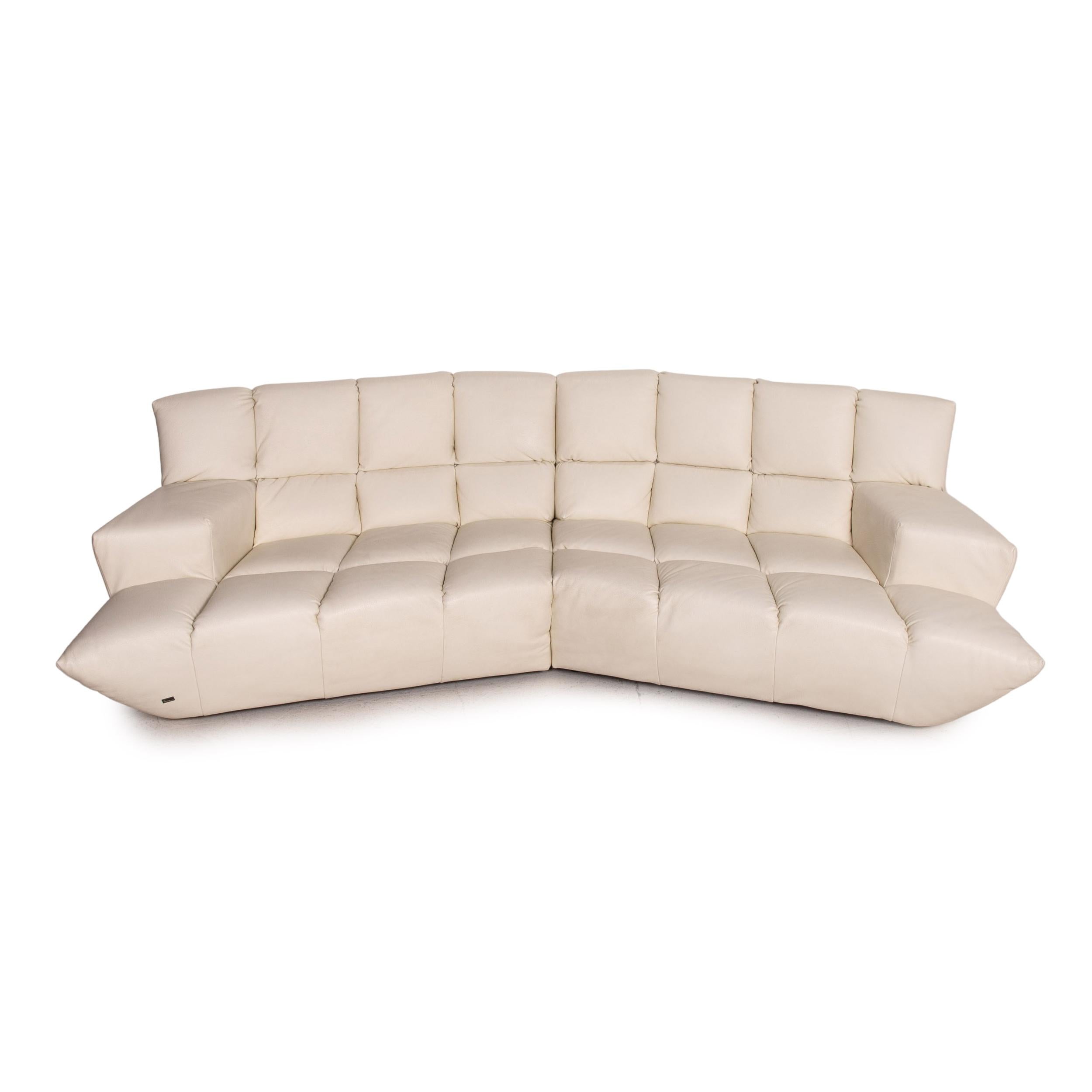 Bretz Cloud 7 Leather Sofa Set Cream 1x Corner Sofa 1x Armchair 9
