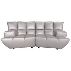 Canapé Bretz Cloud 7 en cuir argenté