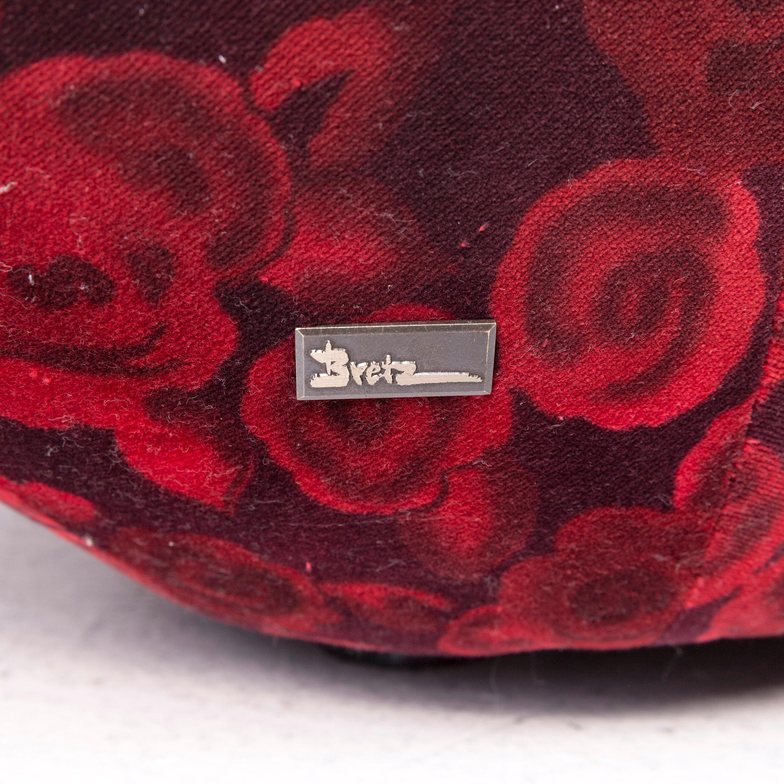 Modern Bretz Cloud 7 Velvet Fabric Corner Sofa Red Sofa Rose Pattern