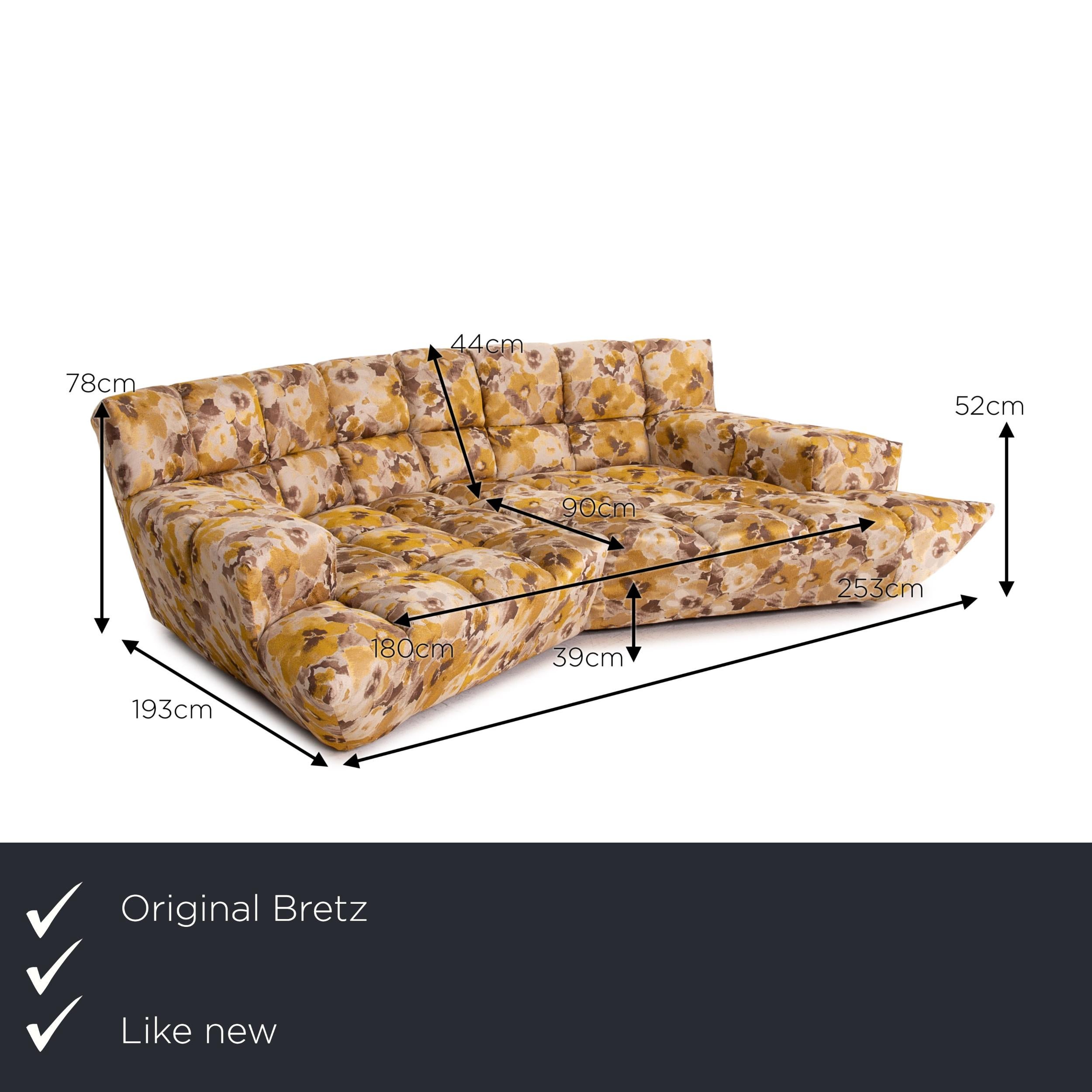 We present to you a Bretz Cloud 7 Velvet fabric corner sofa yellow gold brown sofa couch modular.
 

 Product measurements in centimeters:
 

Depth: 193
Width: 253
Height: 78
Seat height: 39
Rest height: 52
Seat depth: 90
Seat width:
