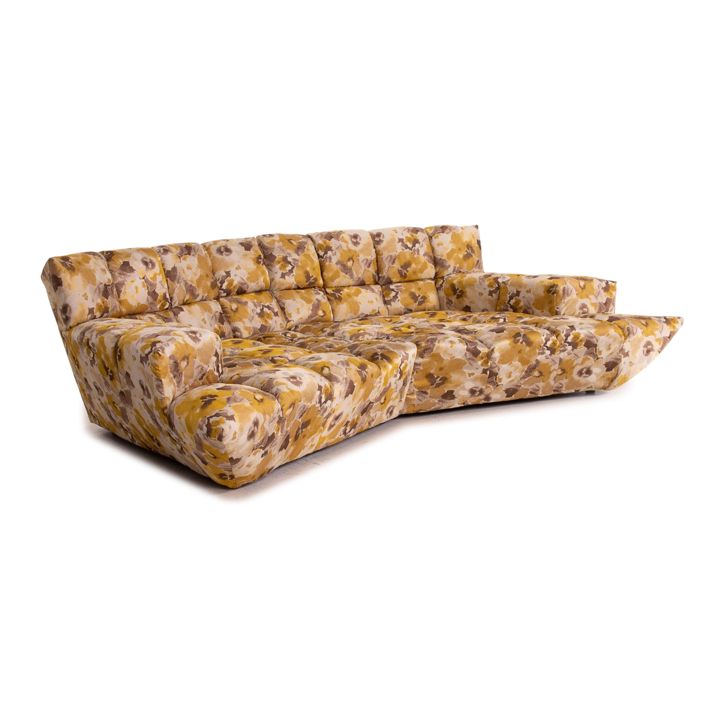 German Bretz Cloud 7 Velvet Fabric Corner Sofa Yellow Gold Brown Sofa Couch Modular For Sale