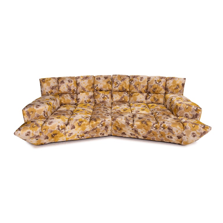 Bretz Cloud 7 Velvet Fabric Corner Sofa Yellow Gold Brown Sofa Couch  Modular For Sale at 1stDibs | gold corner sofa