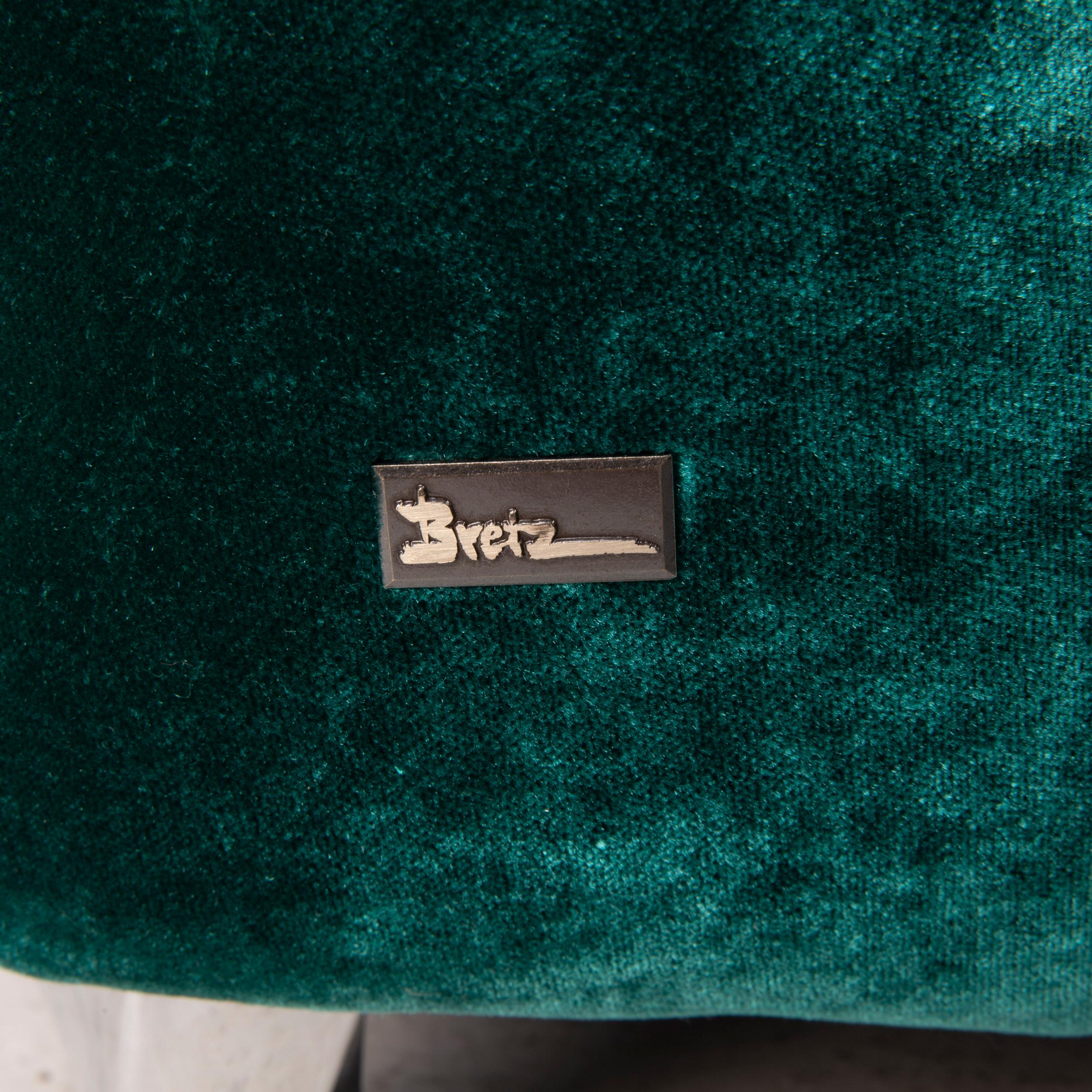 German Bretz Cocoa Island Fabric Sofa Set Green 1x Corner Sofa 1x Stool Emerald Green