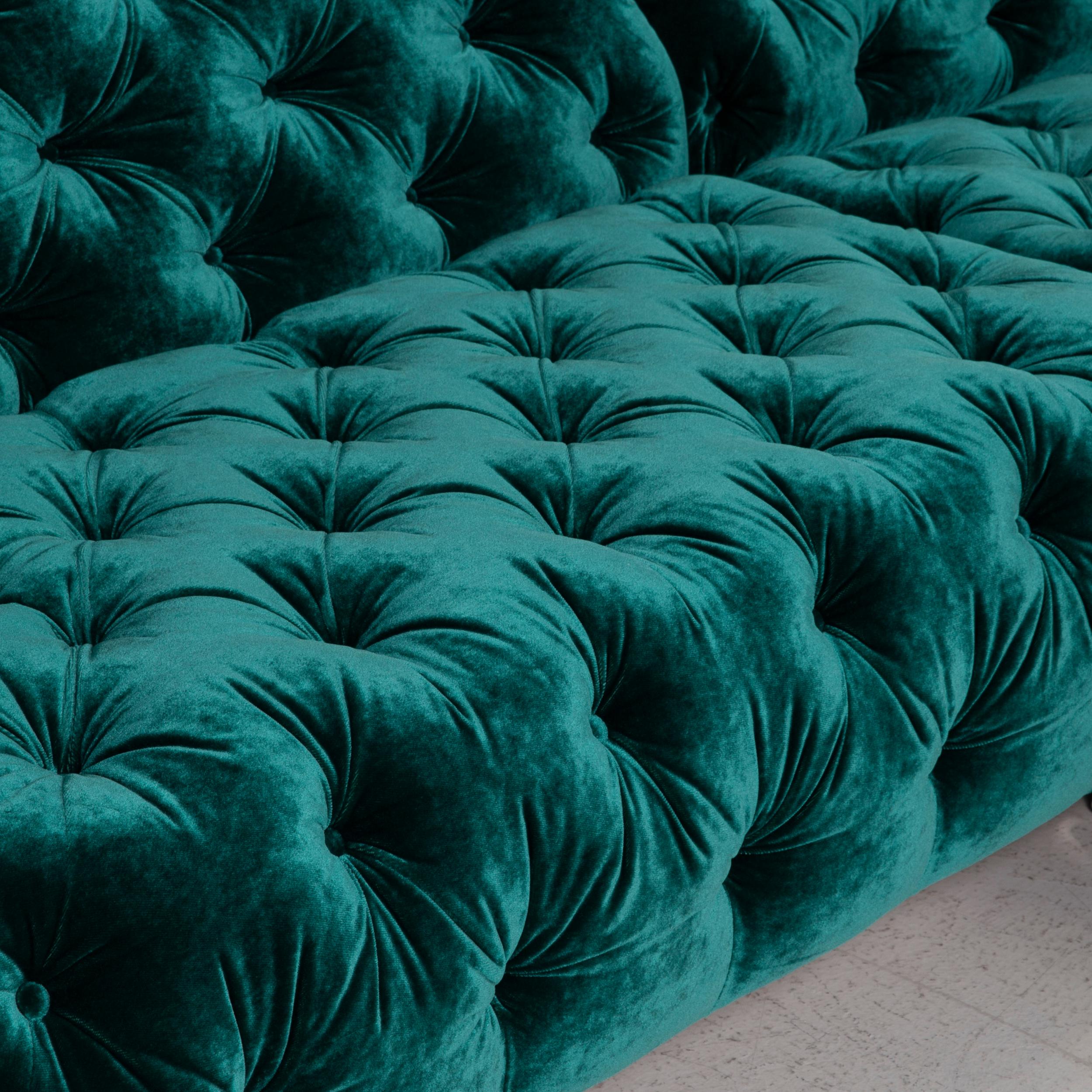 Bretz Cocoa Island Fabric Sofa Set Green 1x Corner Sofa 1x Stool Emerald Green In Fair Condition In Cologne, DE