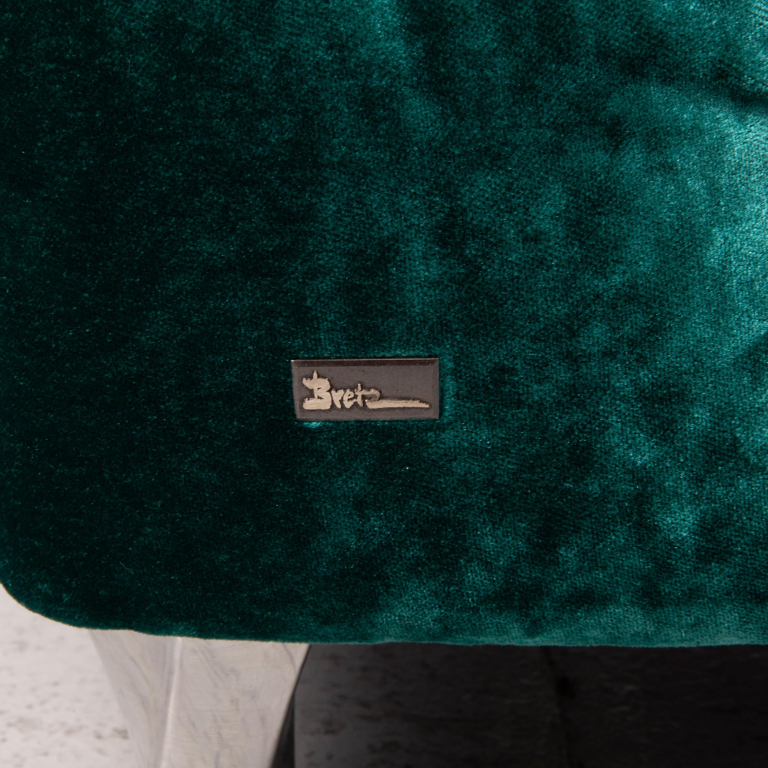 Bretz Cocoa Island Fabric Stool Green Velvet Emerald Green In Fair Condition In Cologne, DE