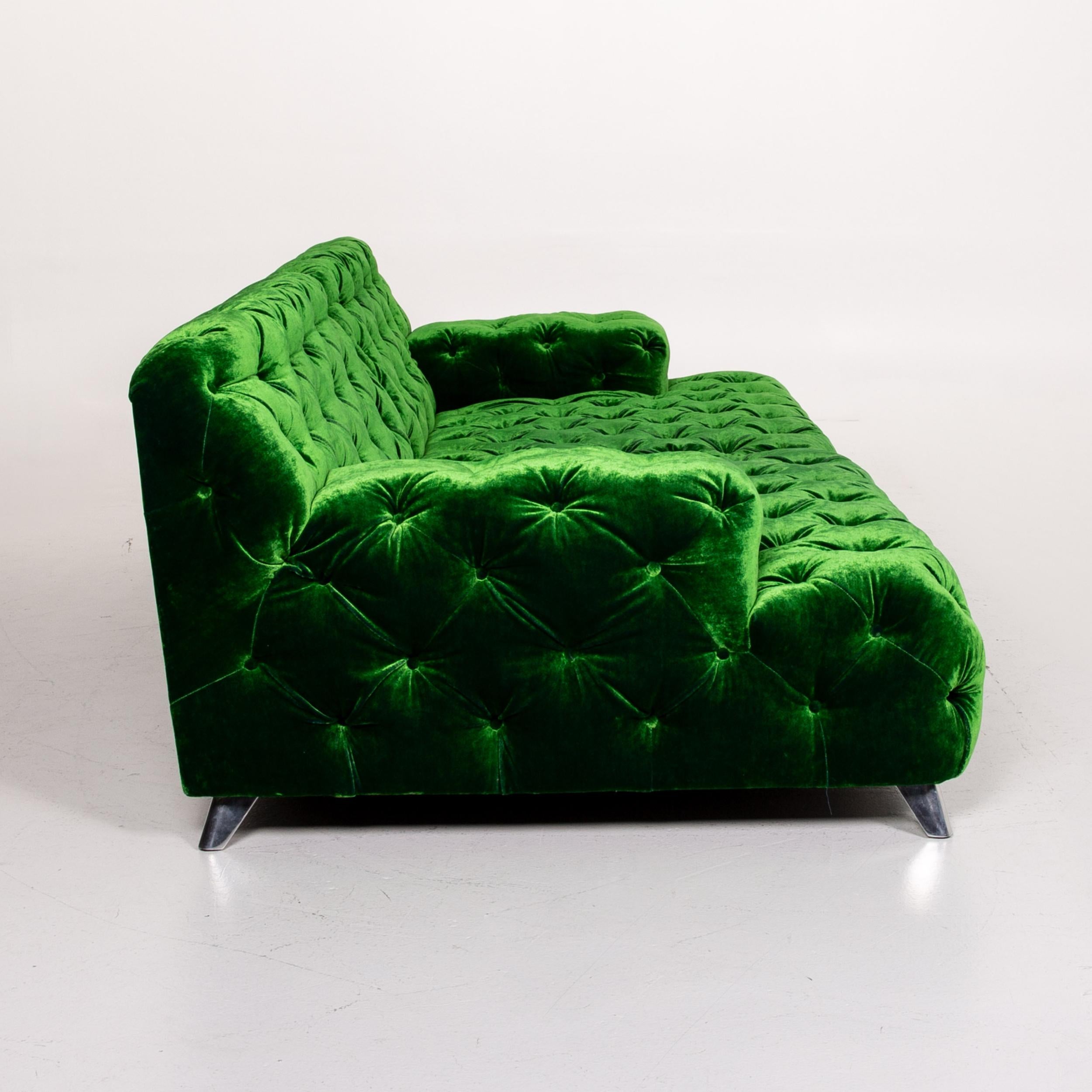 Bretz Cocoa Island Velvet Fabric Sofa Green Four-Seat Couch 2
