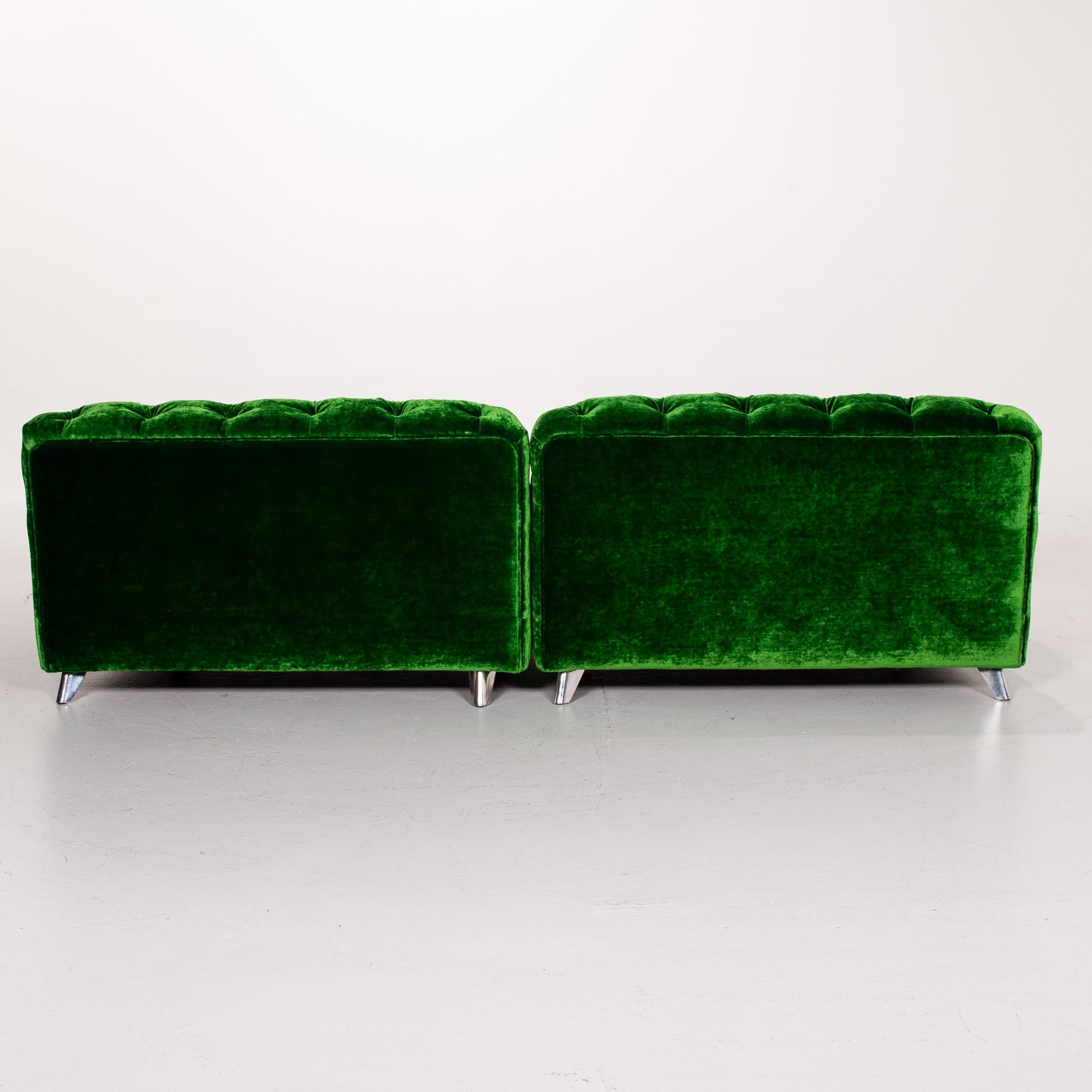 Bretz Cocoa Island Velvet Fabric Sofa Green Four-Seat Couch 3