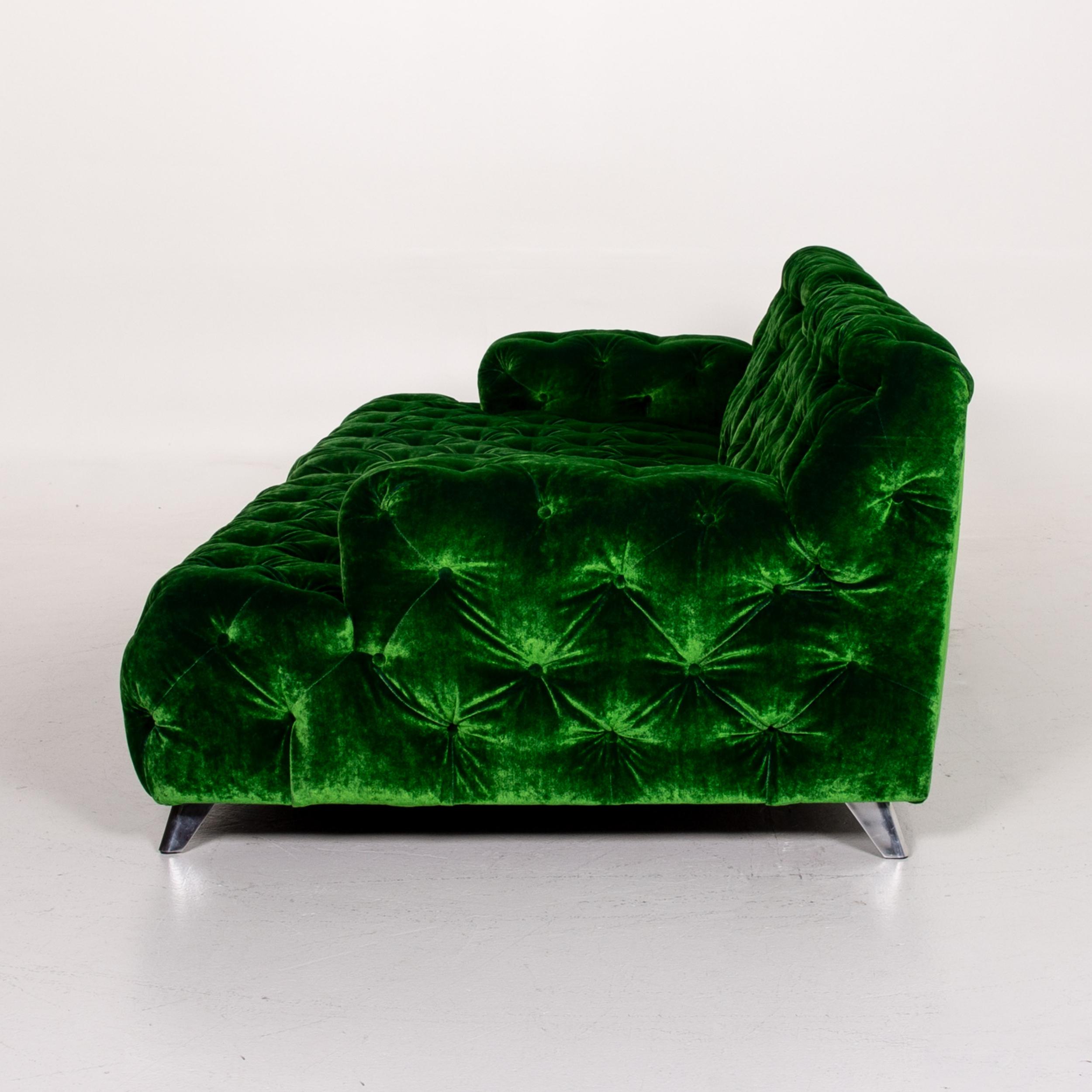 Bretz Cocoa Island Velvet Fabric Sofa Green Four-Seat Couch 4