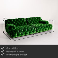 Bretz Cocoa Island Velvet Fabric Sofa Green Four-Seat Couch