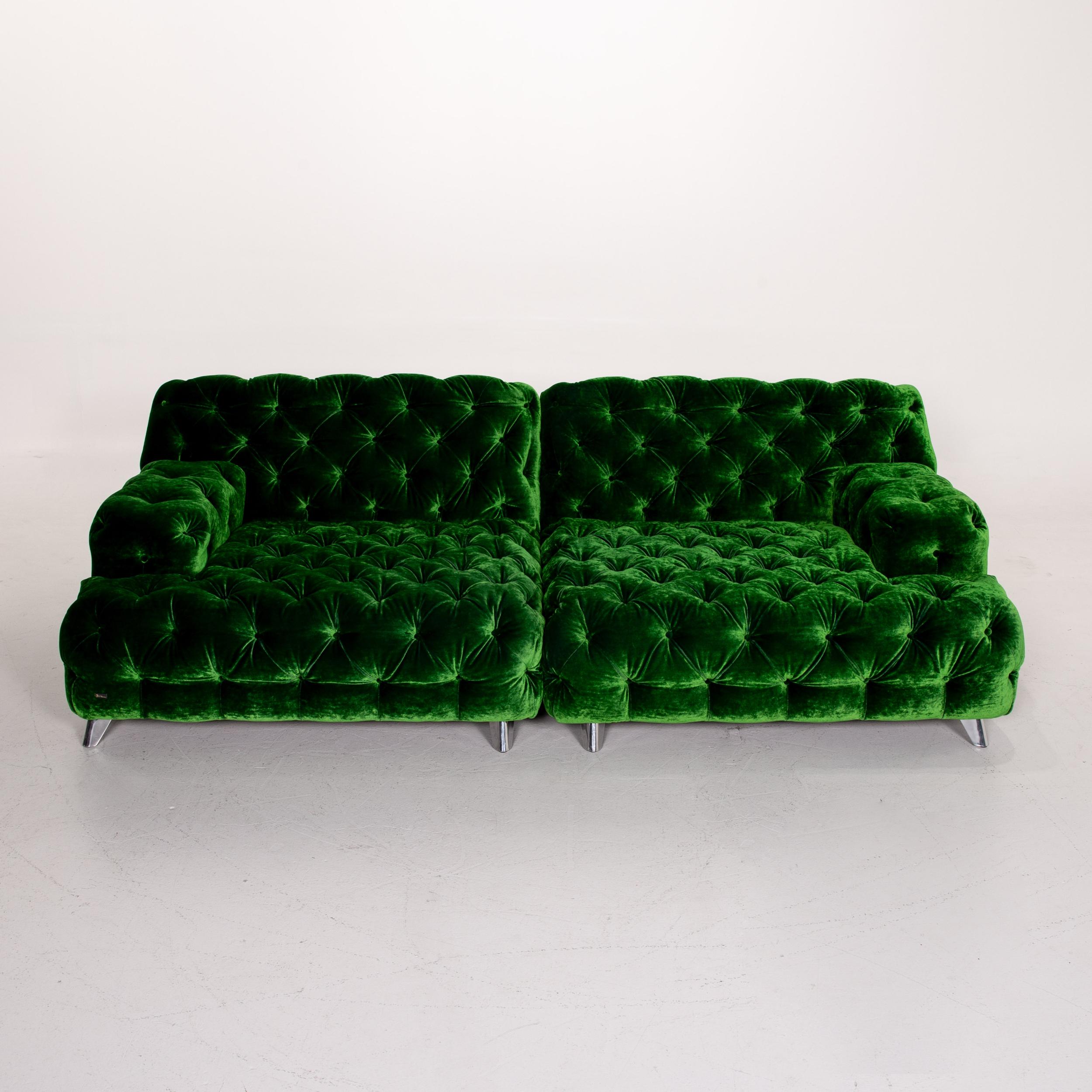 Bretz Cocoa Island Velvet Fabric Sofa Green Four-Seat Couch 1