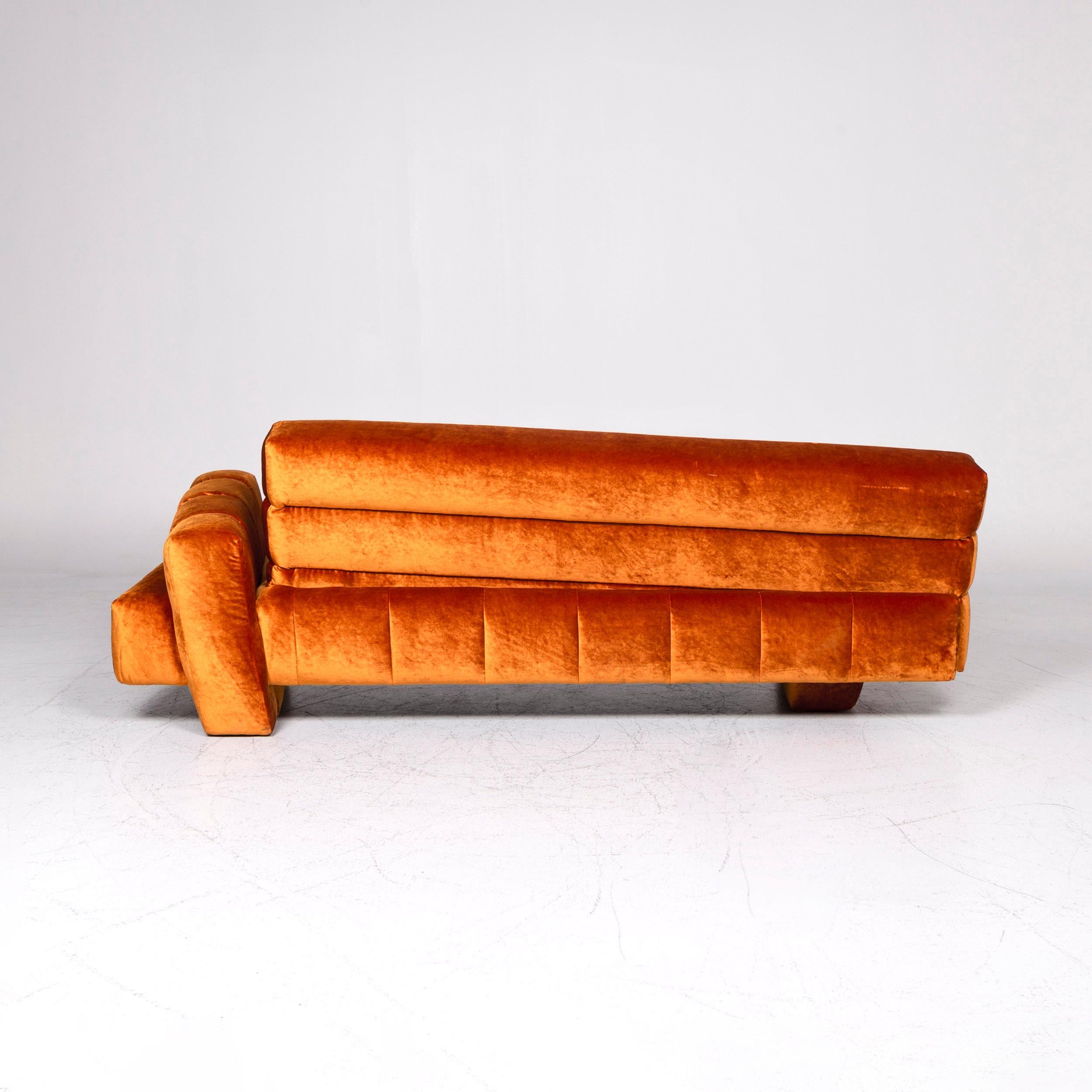 Bretz Confucius Orange Designer Velvet Fabric Sofa Three-Seat Couch For Sale 3