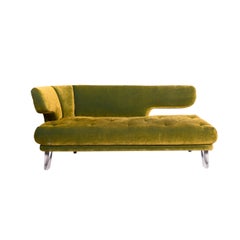 Bretz Croissant Velvet Fabric Sofa Green Two-Seat Couch