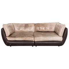 Bretz Cupcake Jepard Leather Sofa Brown Beige Four-Seat Couch