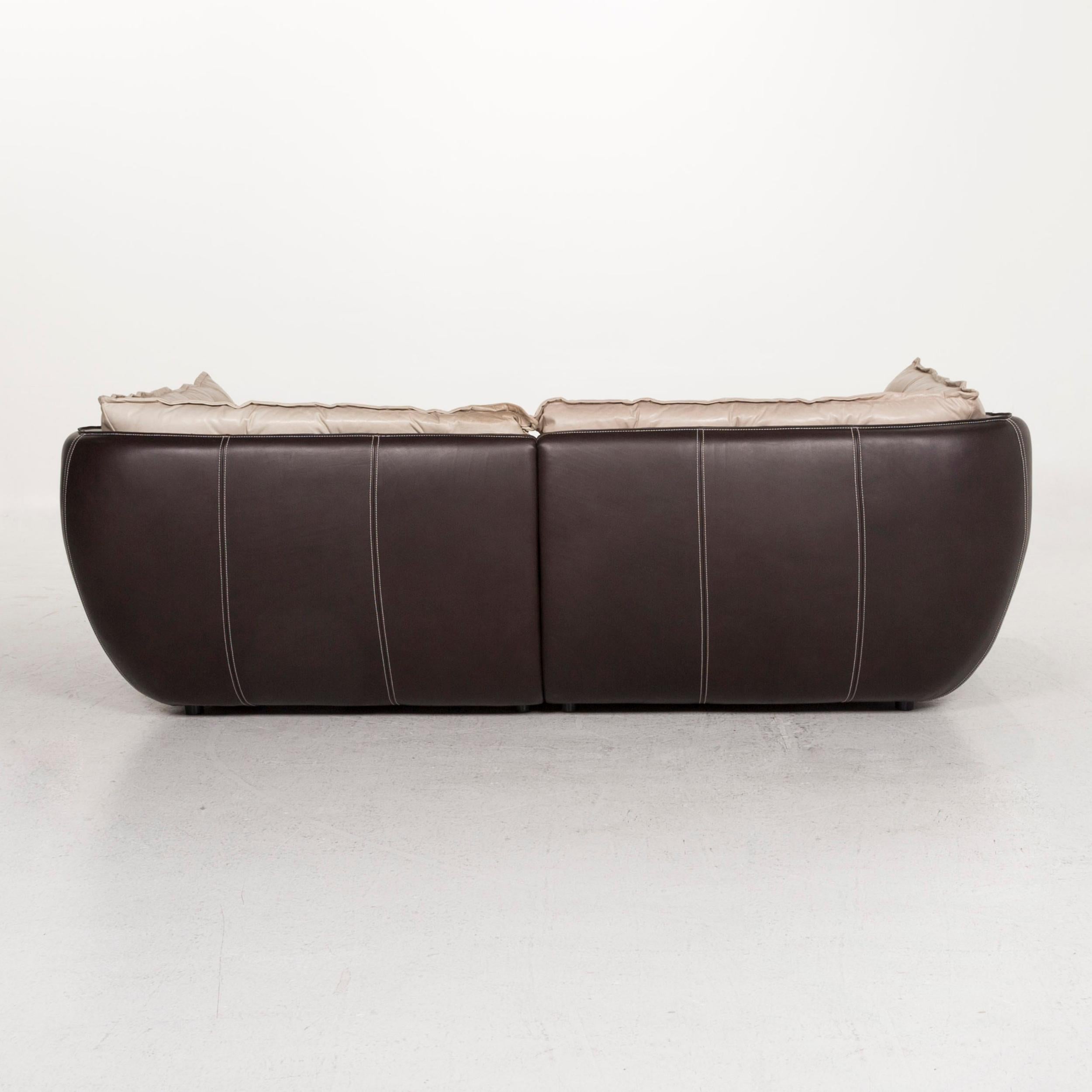 Bretz Cupcake Jepard Leder-Sofa mit vier Sitzen in Braun und Beige im Angebot 5