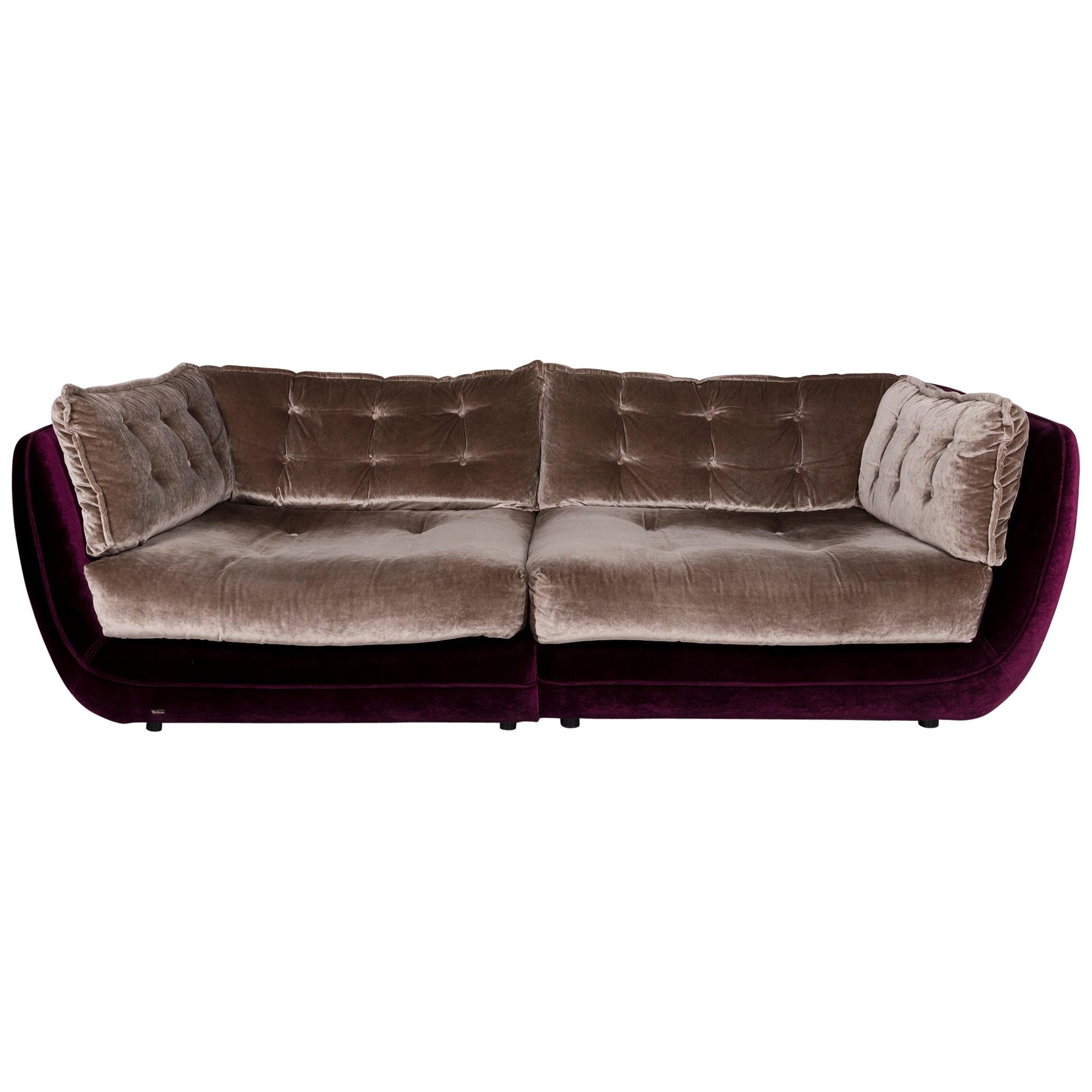 Bretz Cupcake Velvet Fabric Sofa Beige Five-Seat Couch