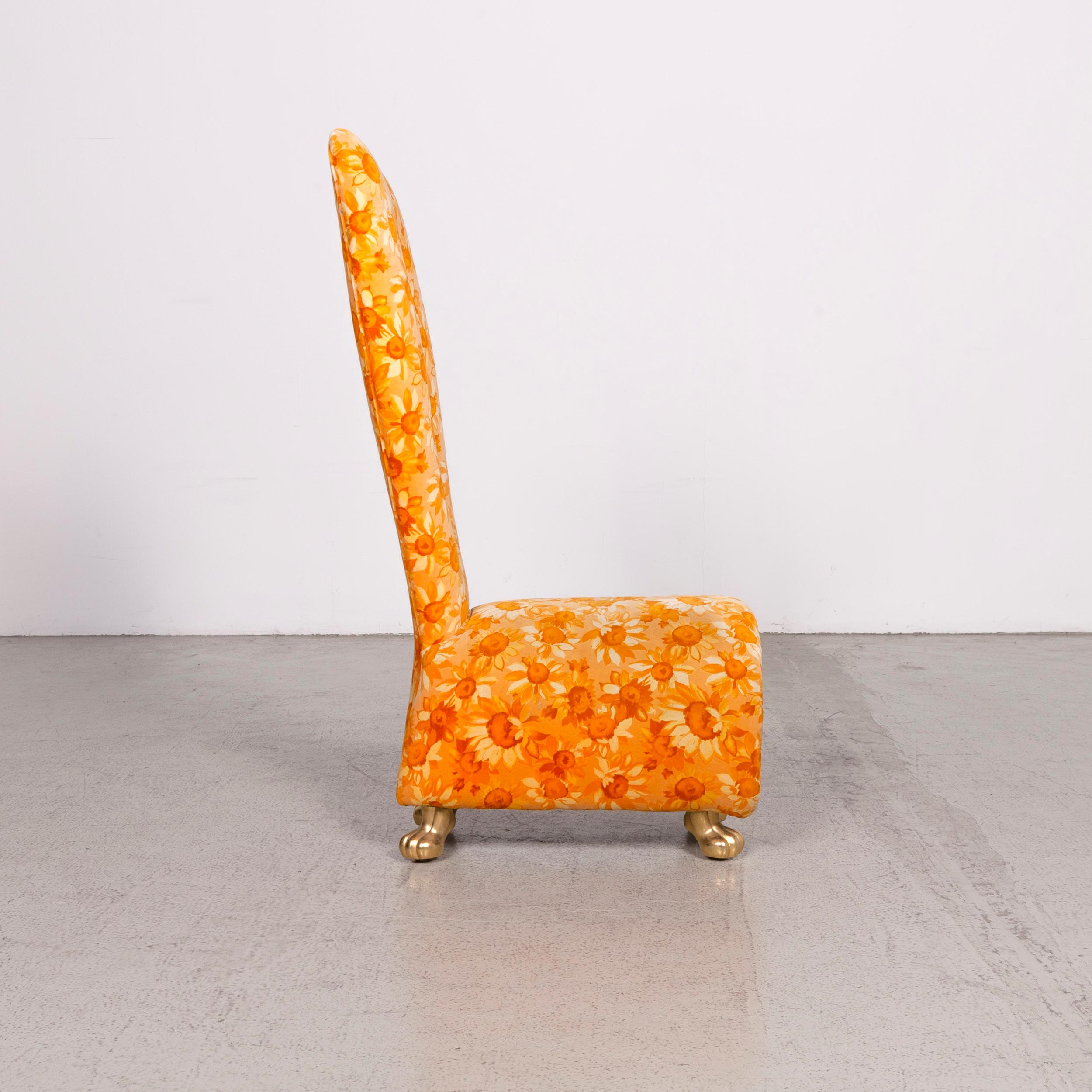 Bretz Designer Fabric Armchair Orange Yellow Chair For Sale 1