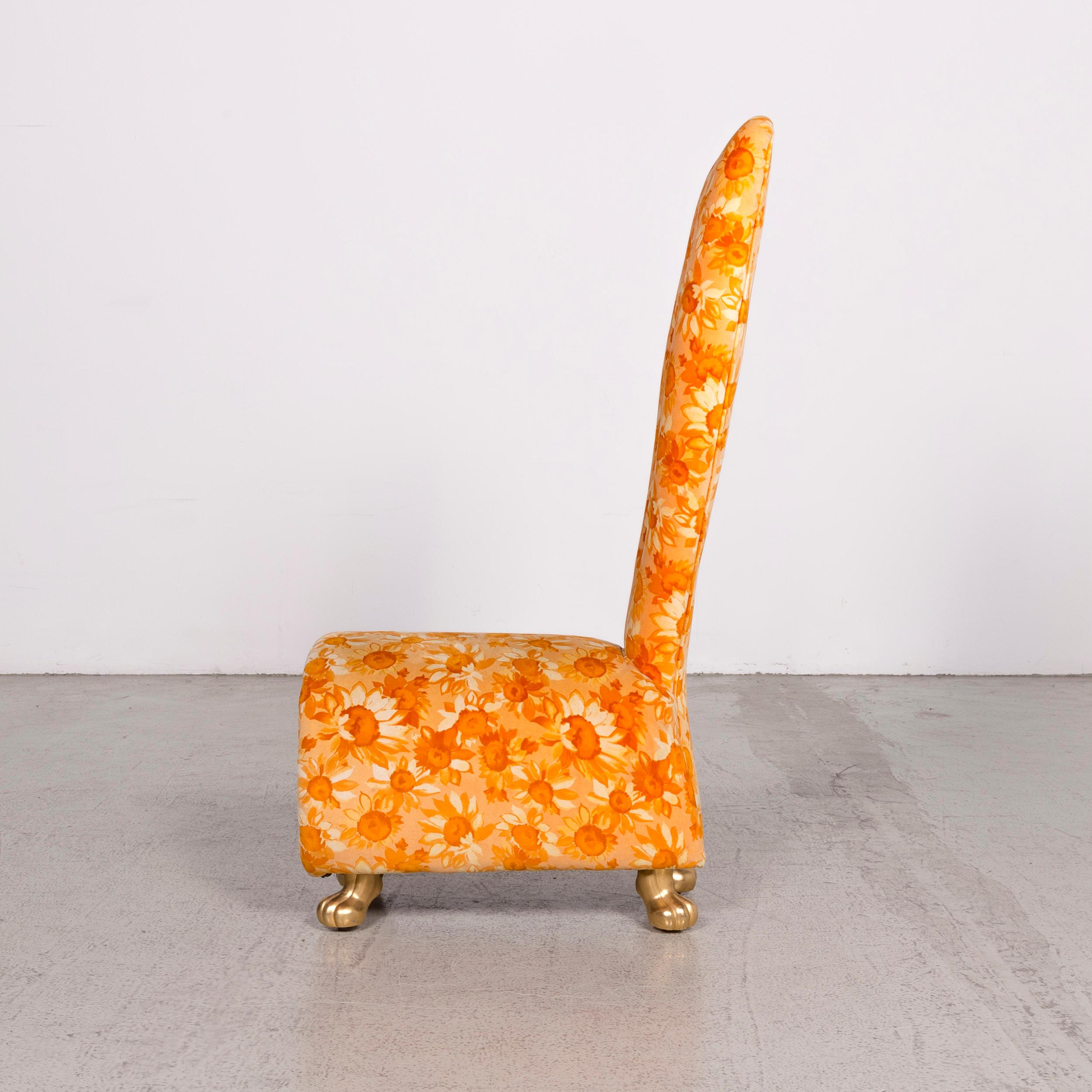 Bretz Designer Fabric Armchair Orange Yellow Chair For Sale 3