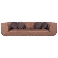 Bretz Designer Fabric Sofa Brown Four-Seat Couch