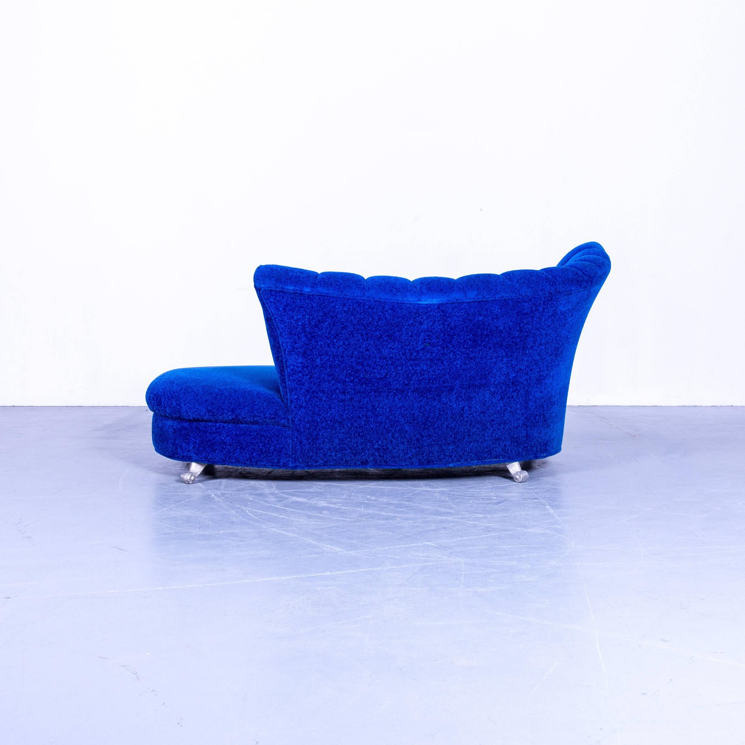 Bretz Designer Sofa Fabric Blue Two-Seat Couch Chaise Longue 4