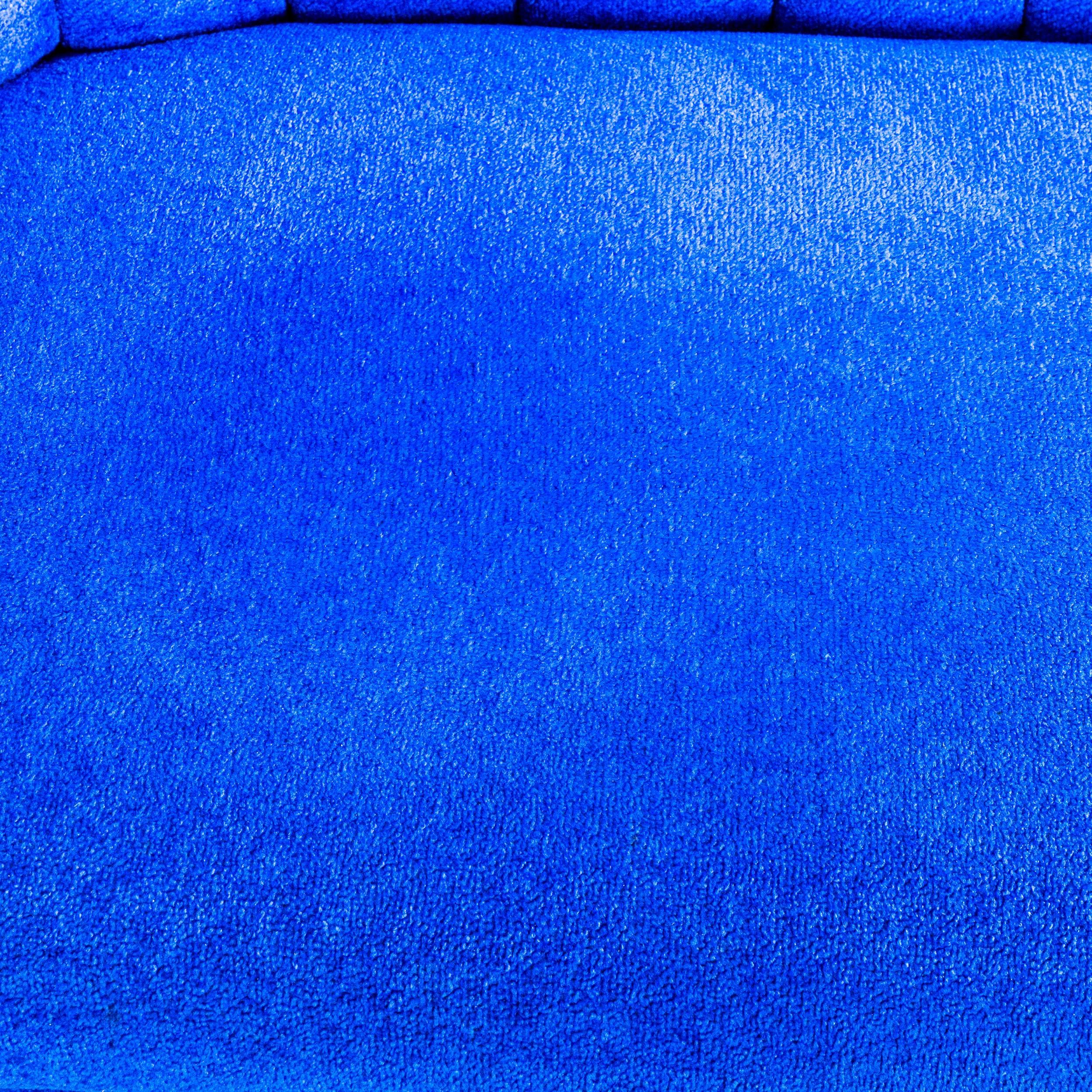 German Bretz Designer Sofa Fabric Blue Two-Seat Couch Chaise Longue
