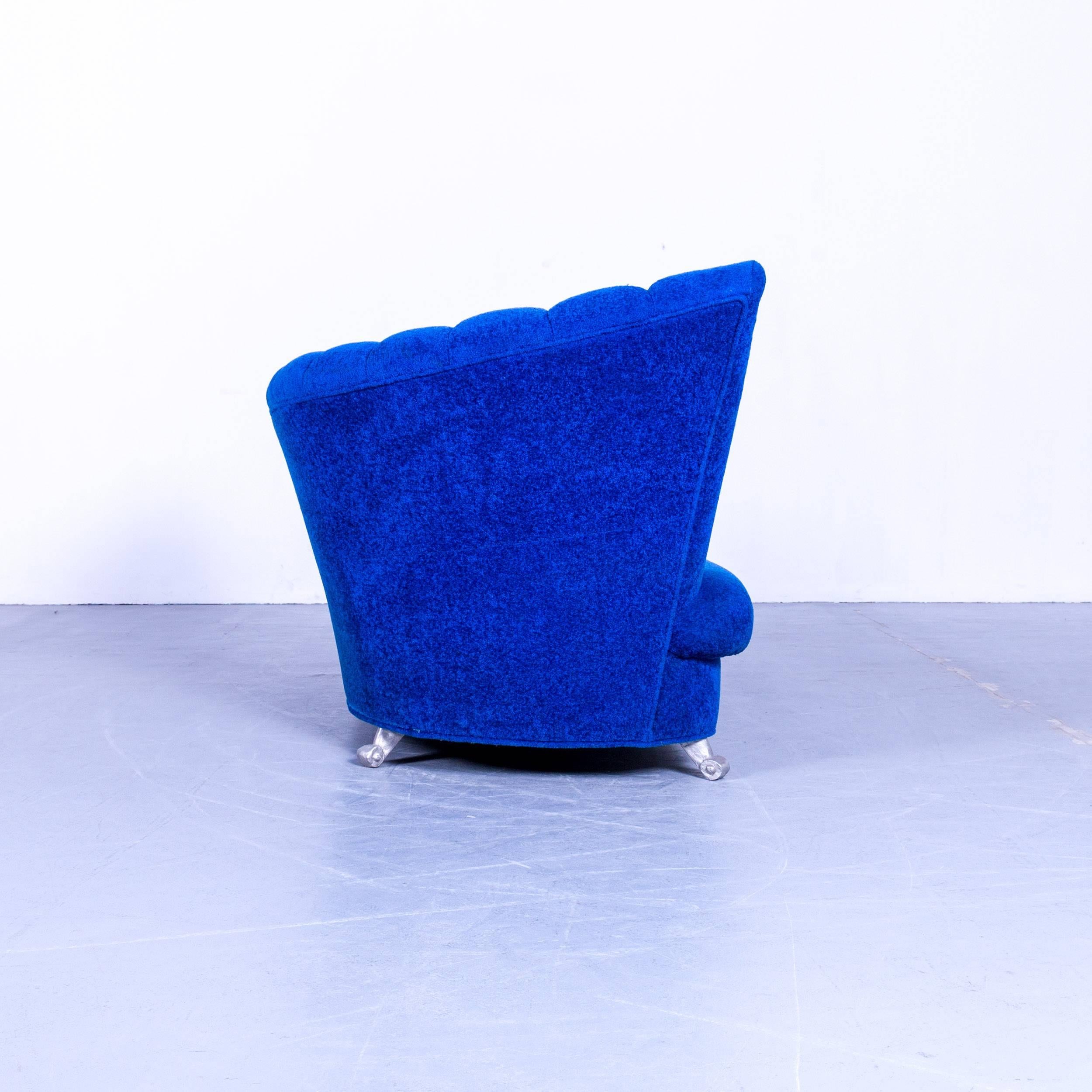 Bretz Designer Sofa Fabric Blue Two-Seat Couch Chaise Longue 3