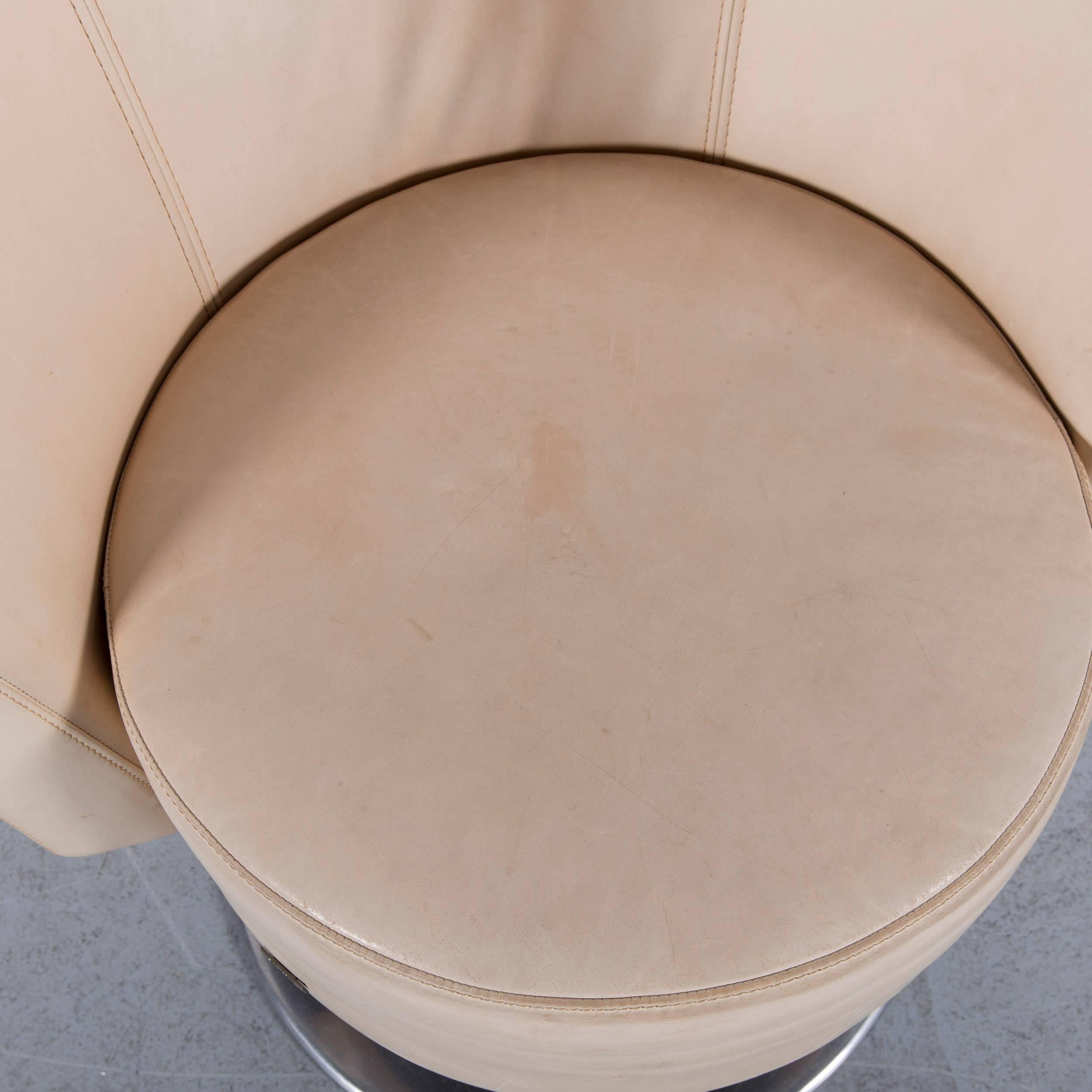 Bretz Eves Island Leather Armchair Off-White One-Seat In Fair Condition For Sale In Cologne, DE