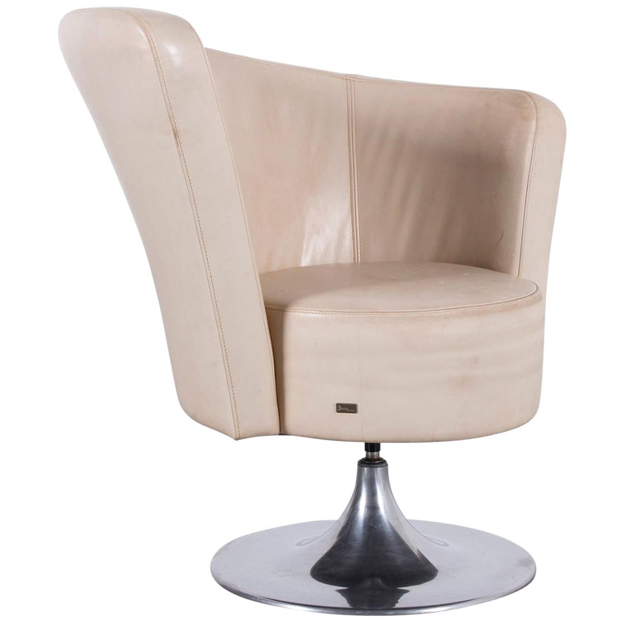 Bretz Eves Island Leather Armchair Off-White One-Seat For Sale