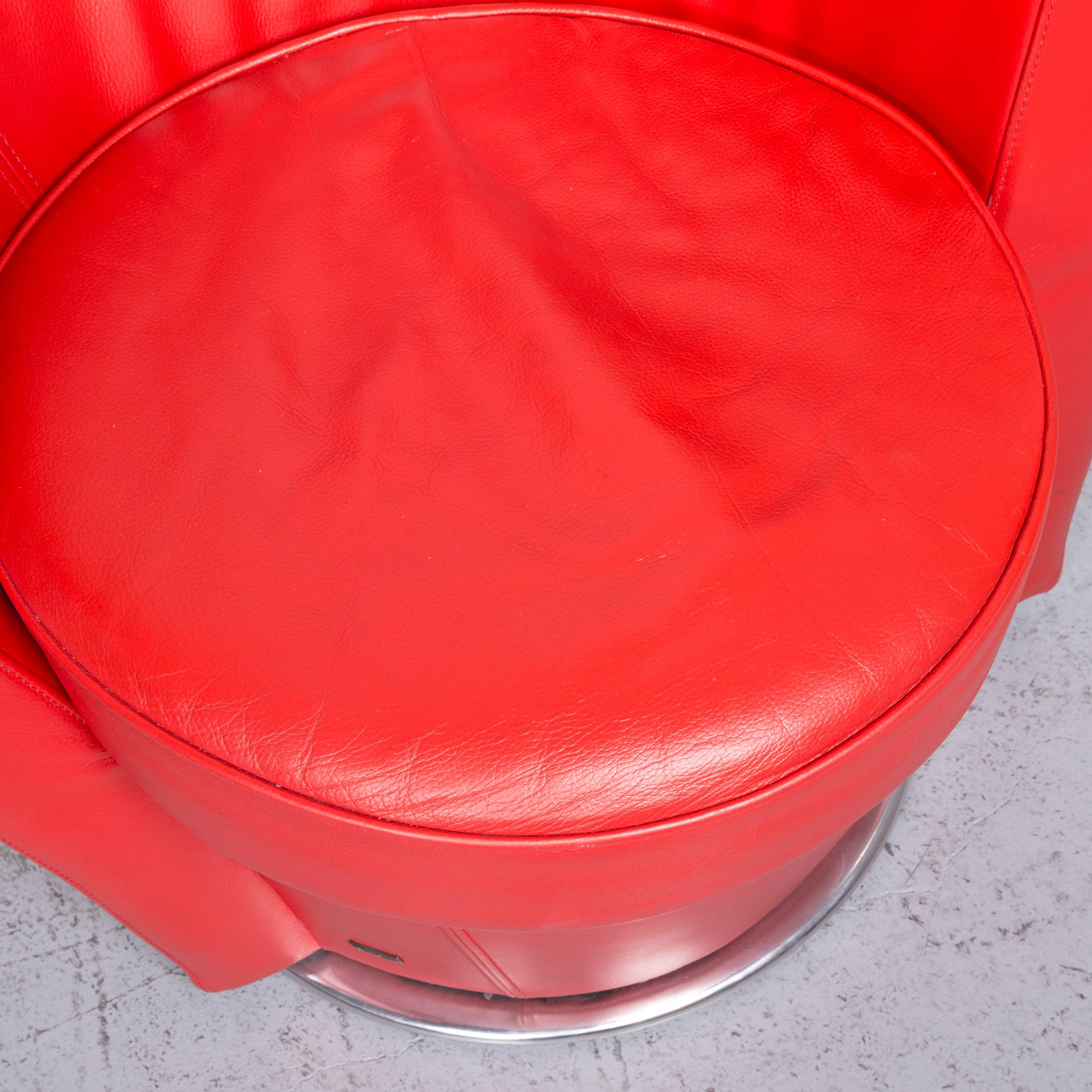 Bretz Eves Island Leather Armchair Set Red One-Seat Chair In Fair Condition For Sale In Cologne, DE