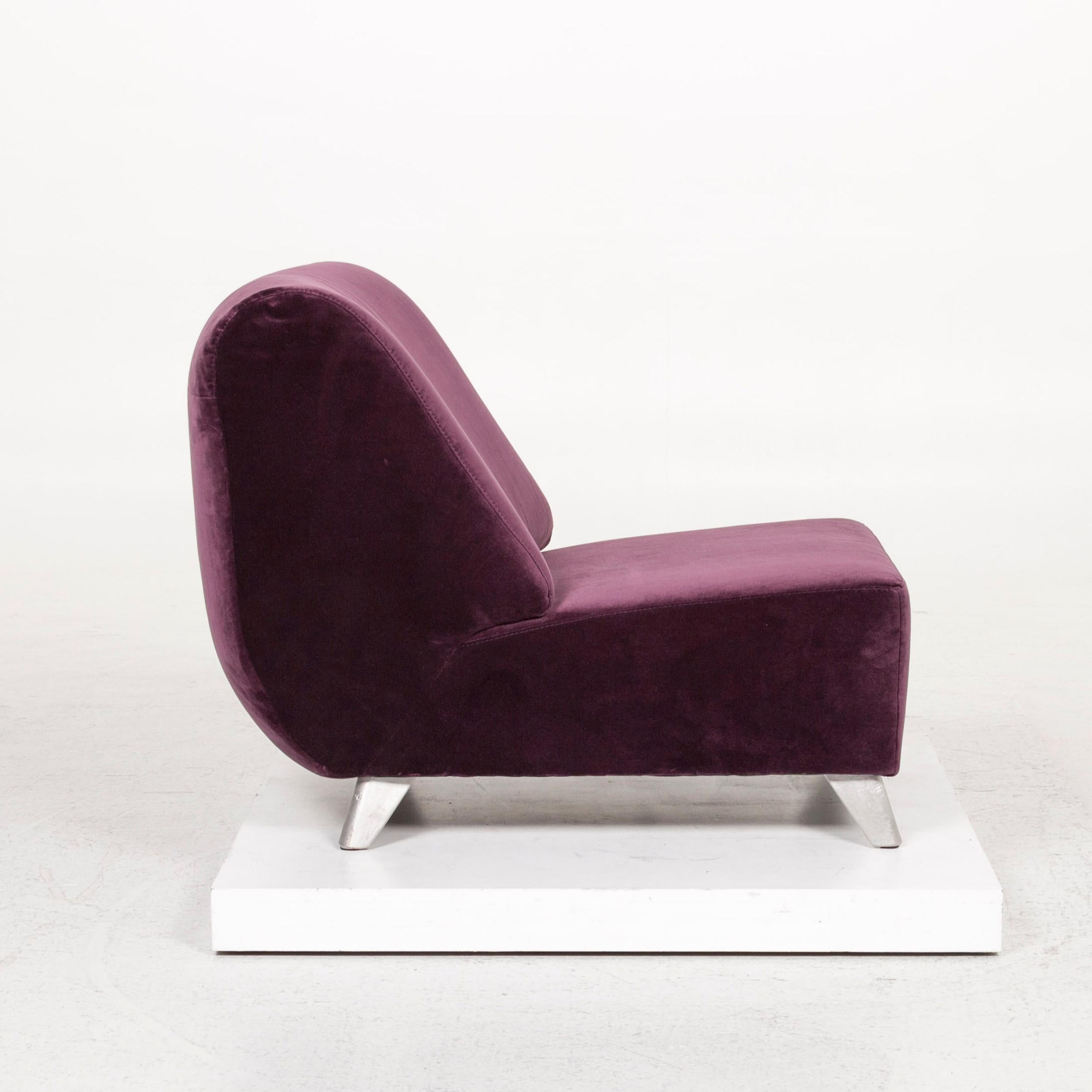 Contemporary Bretz Fabric Armchair Purple For Sale