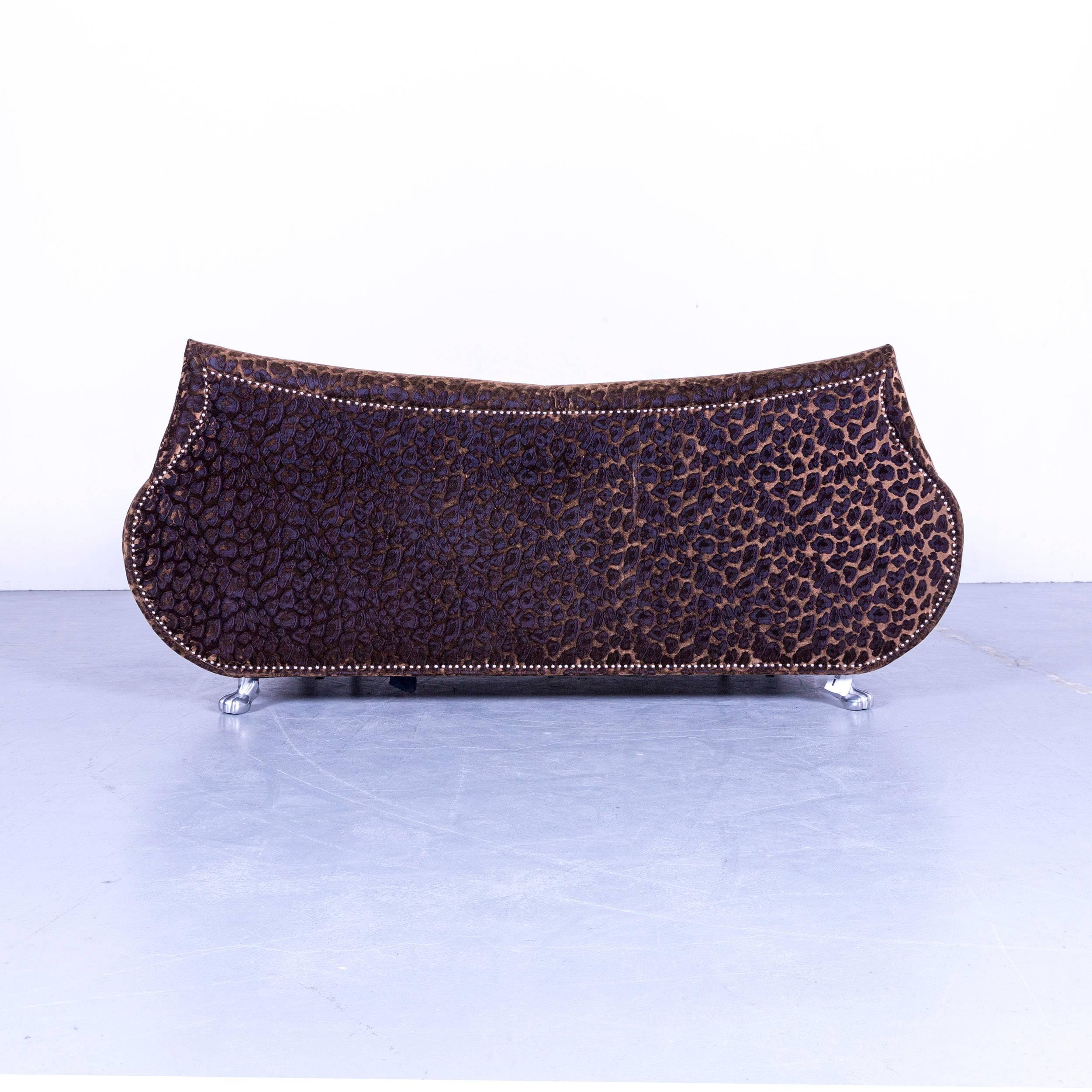 Bretz Gaudi Designer Bed Sofa Velours Fabric Brown Three-Seat Chaise Longue 7
