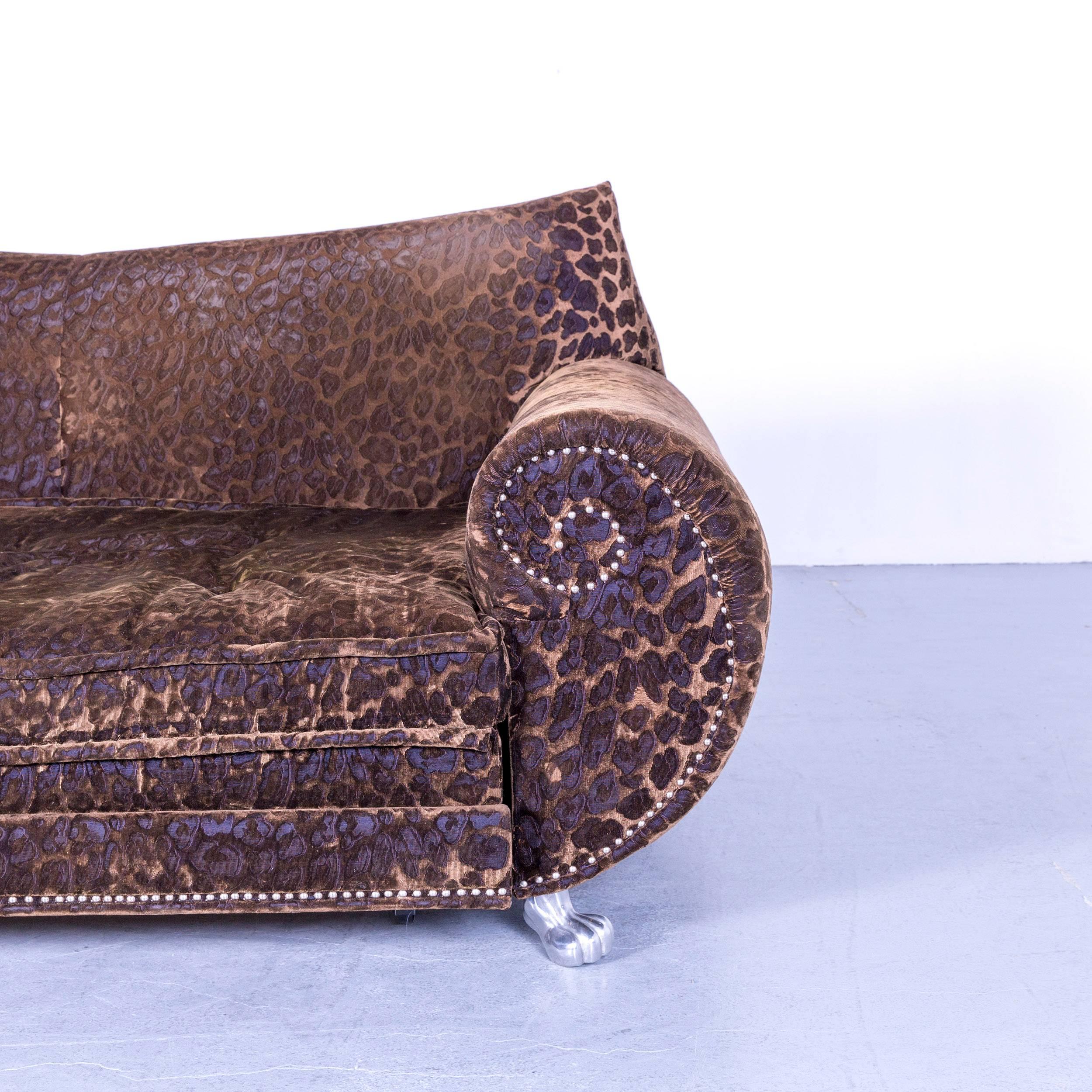 Contemporary Bretz Gaudi Designer Bed Sofa Velours Fabric Brown Three-Seat Chaise Longue