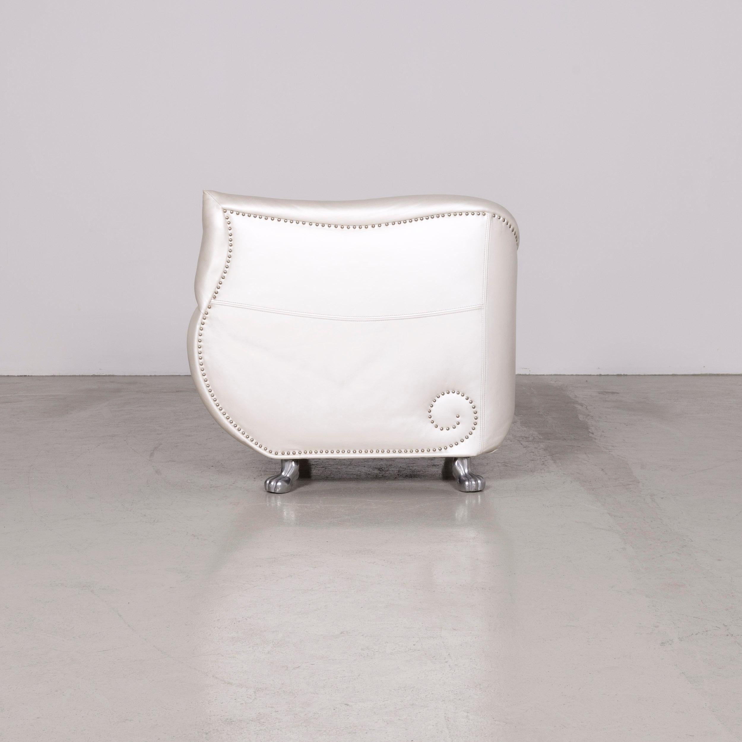 Bretz Gaudi Designer Leather Armchair White For Sale 5