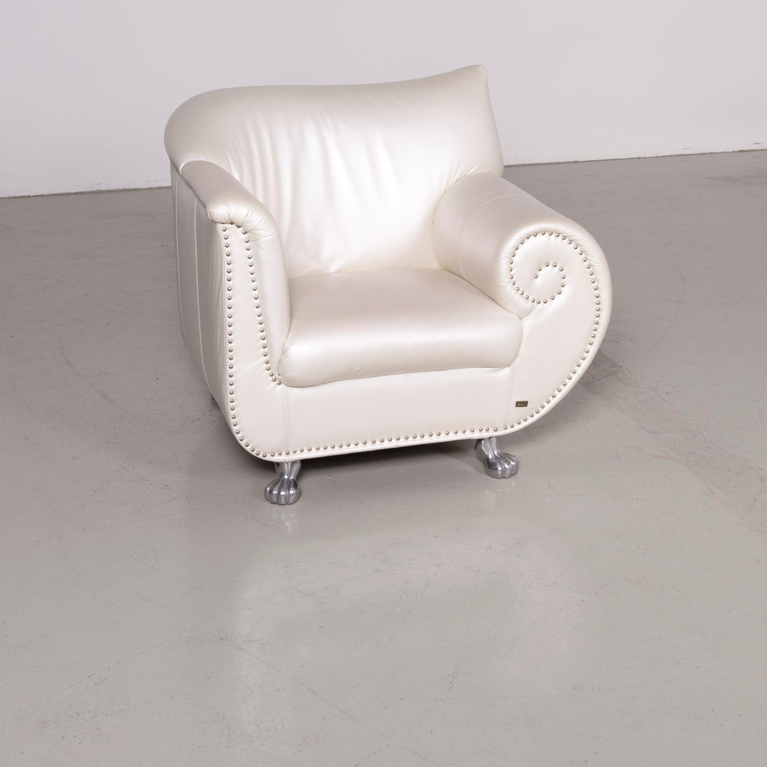 Bretz Gaudi designer leather armchair white.