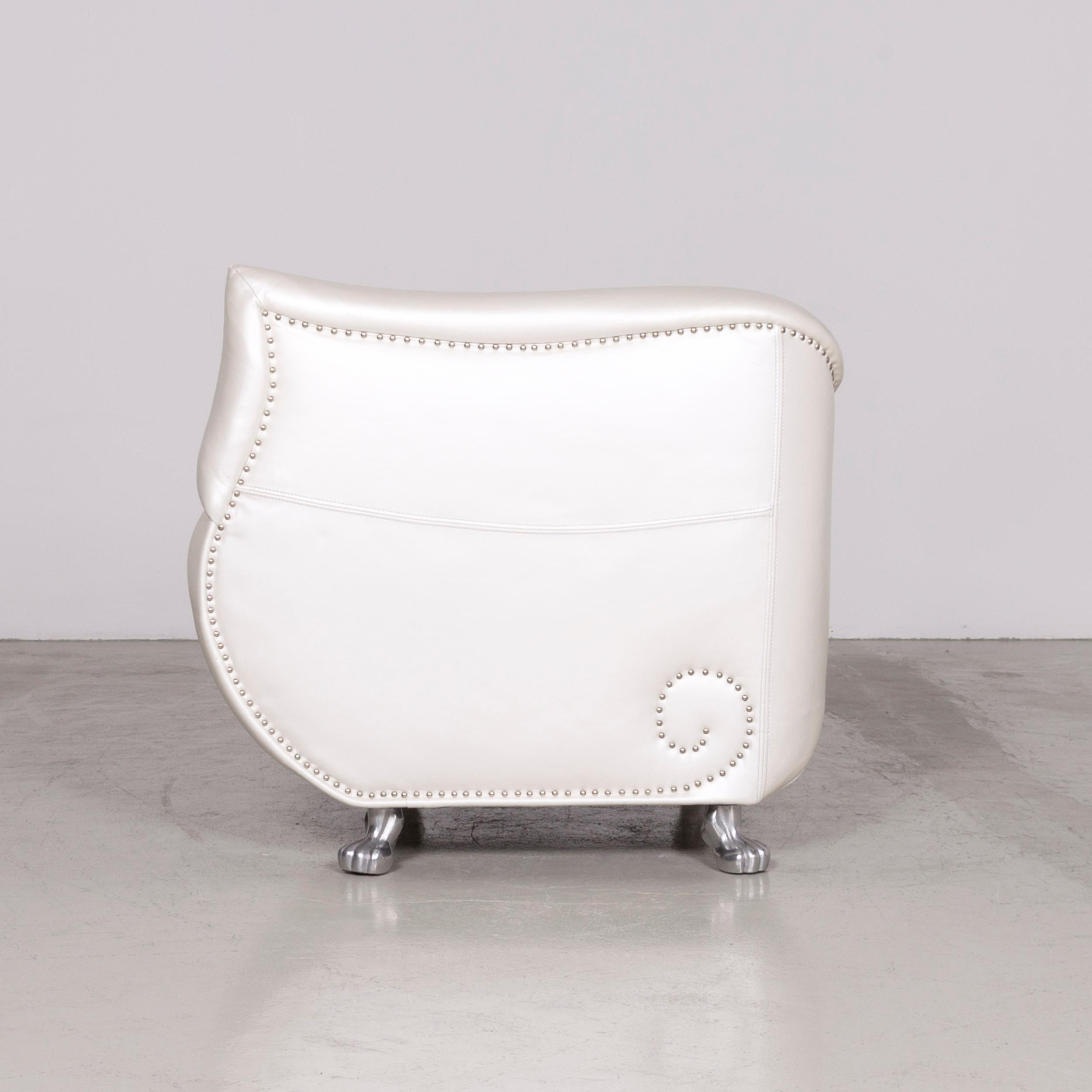 Bretz Gaudi Designer Leather Armchair White For Sale 2