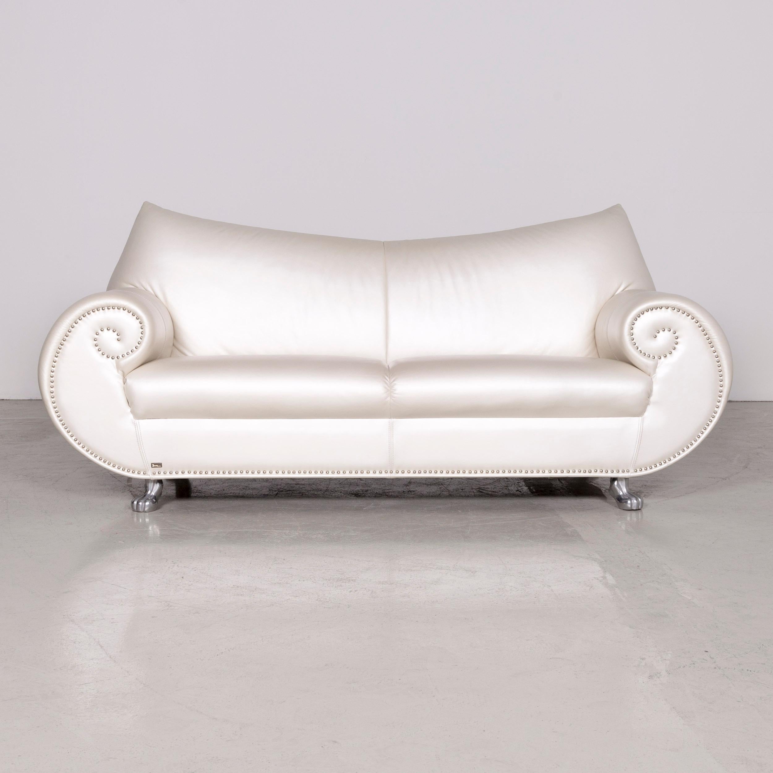 Bretz Gaudi designer leather sofa armchair coffee table set white two-seat couch.