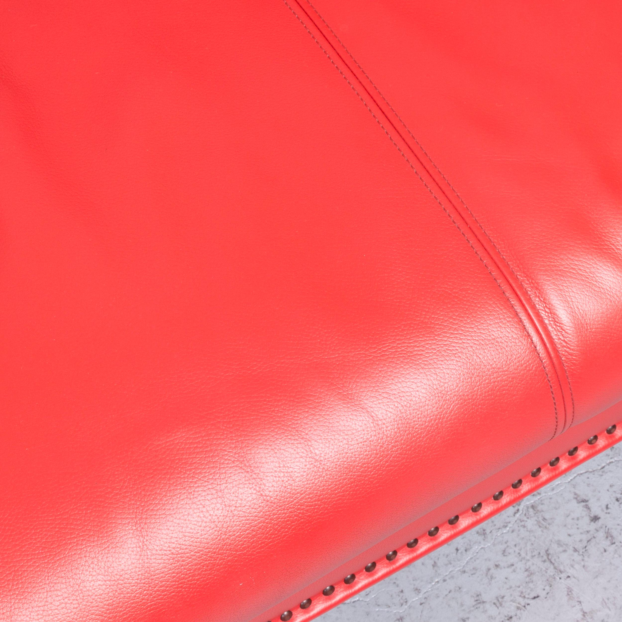 Bretz Gaudi Designer Leather Sofa Red Three-Seat Couch For Sale 1
