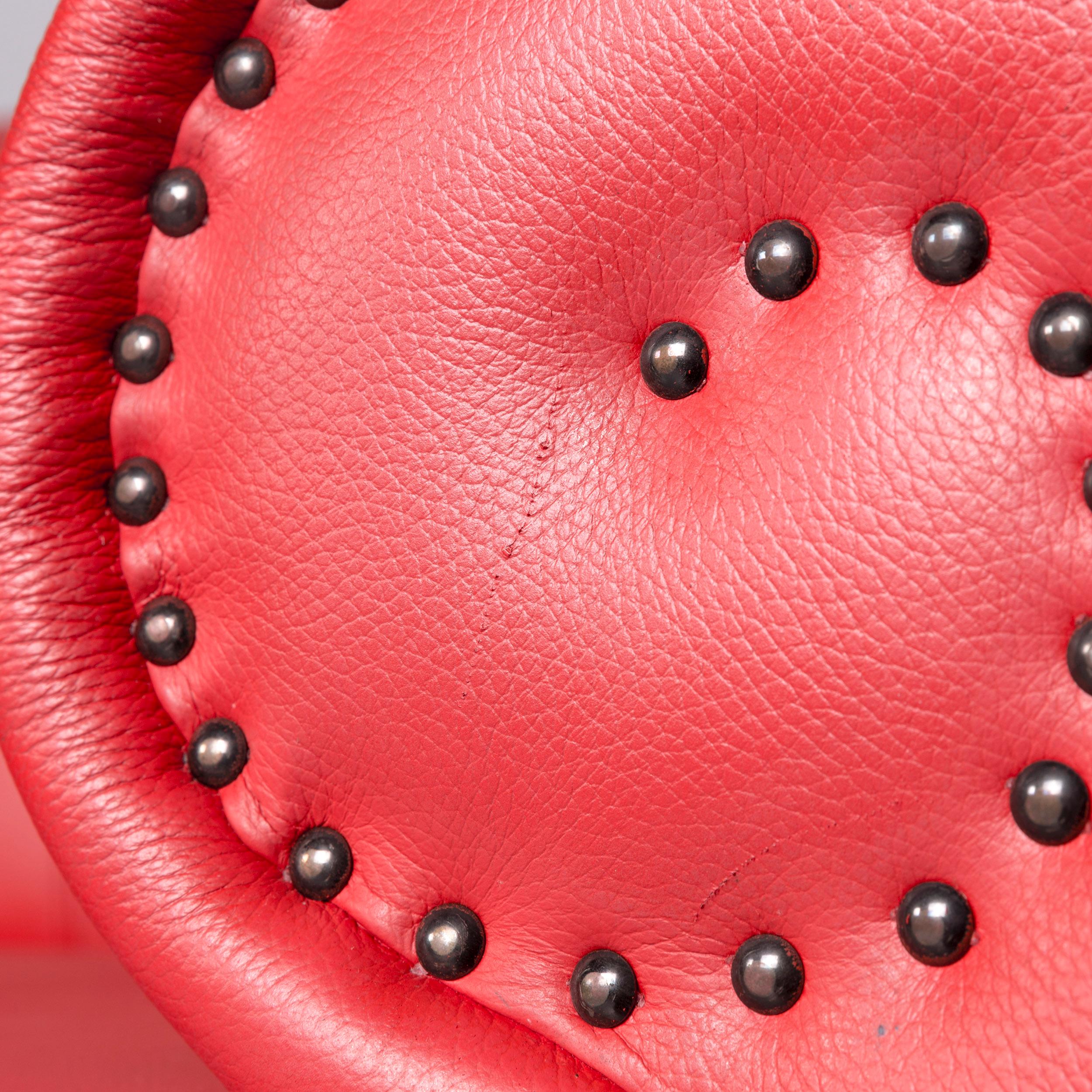 Bretz Gaudi Designer Leather Sofa Red Three-Seat Couch For Sale 2