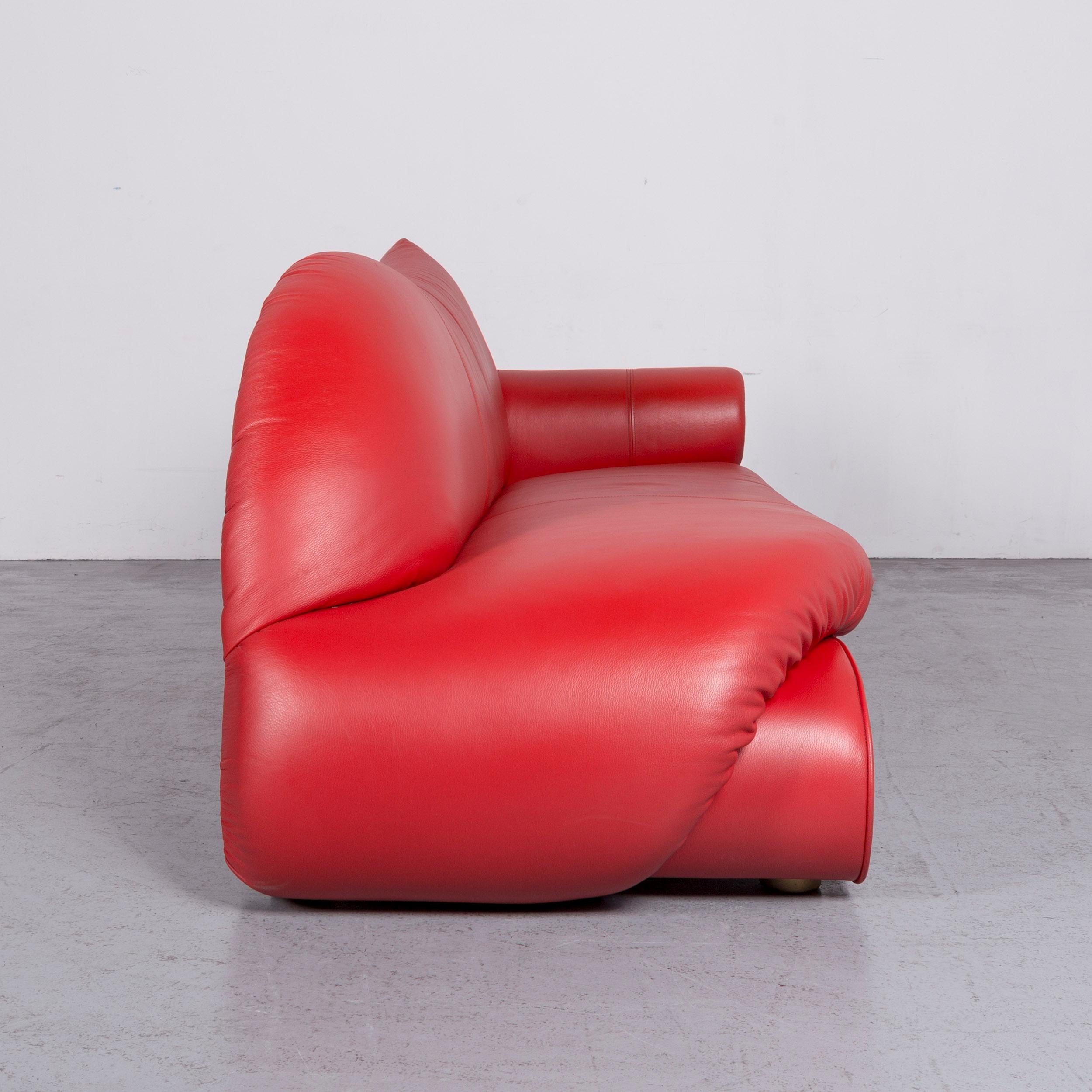 Bretz Gaudi Designer Leather Sofa Red Three-Seat Couch For Sale 3