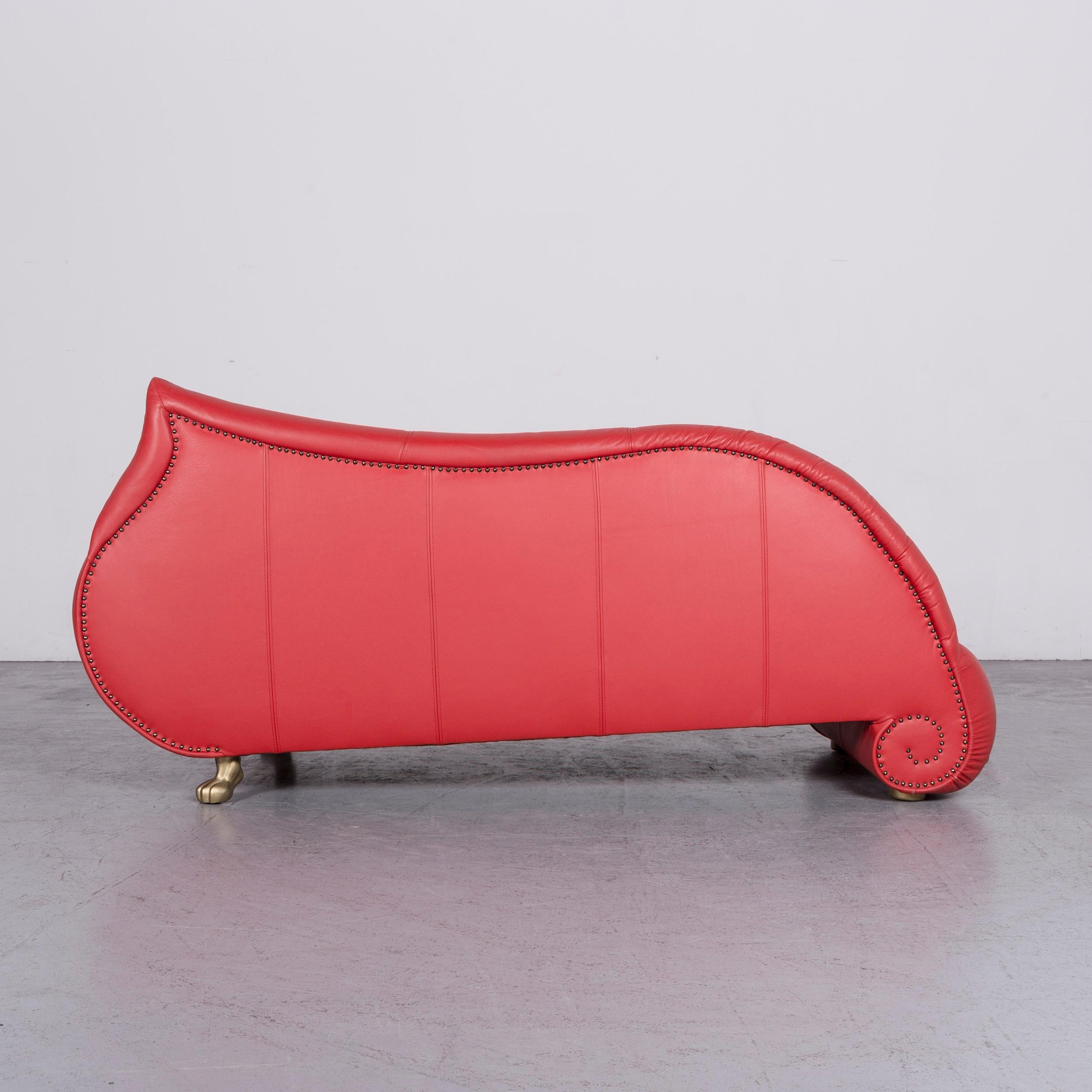Bretz Gaudi Designer Leather Sofa Red Three-Seat Couch For Sale 4
