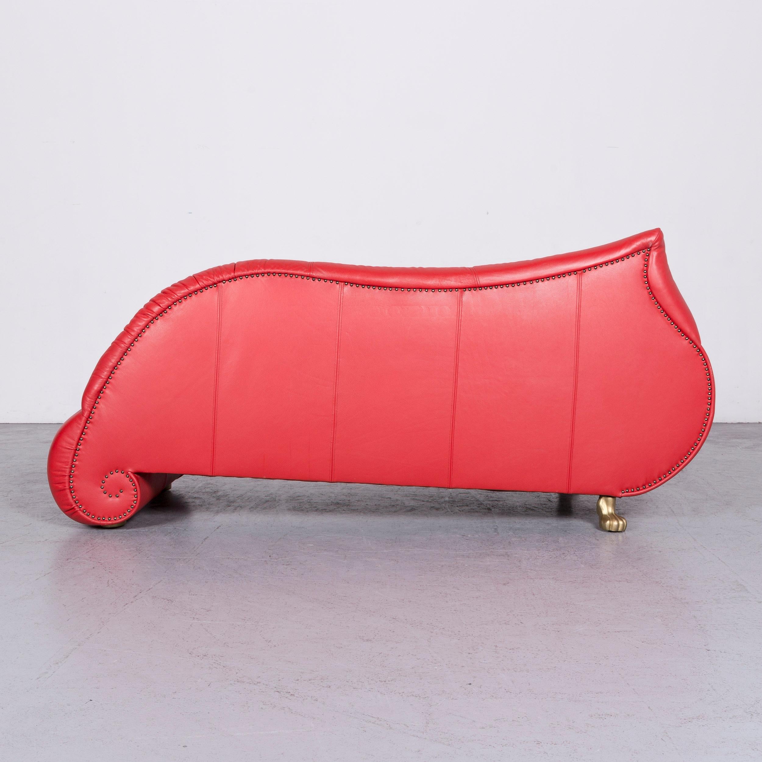 Bretz Gaudi Designer Leather Sofa Set Red Three-Seat Couch For Sale 5