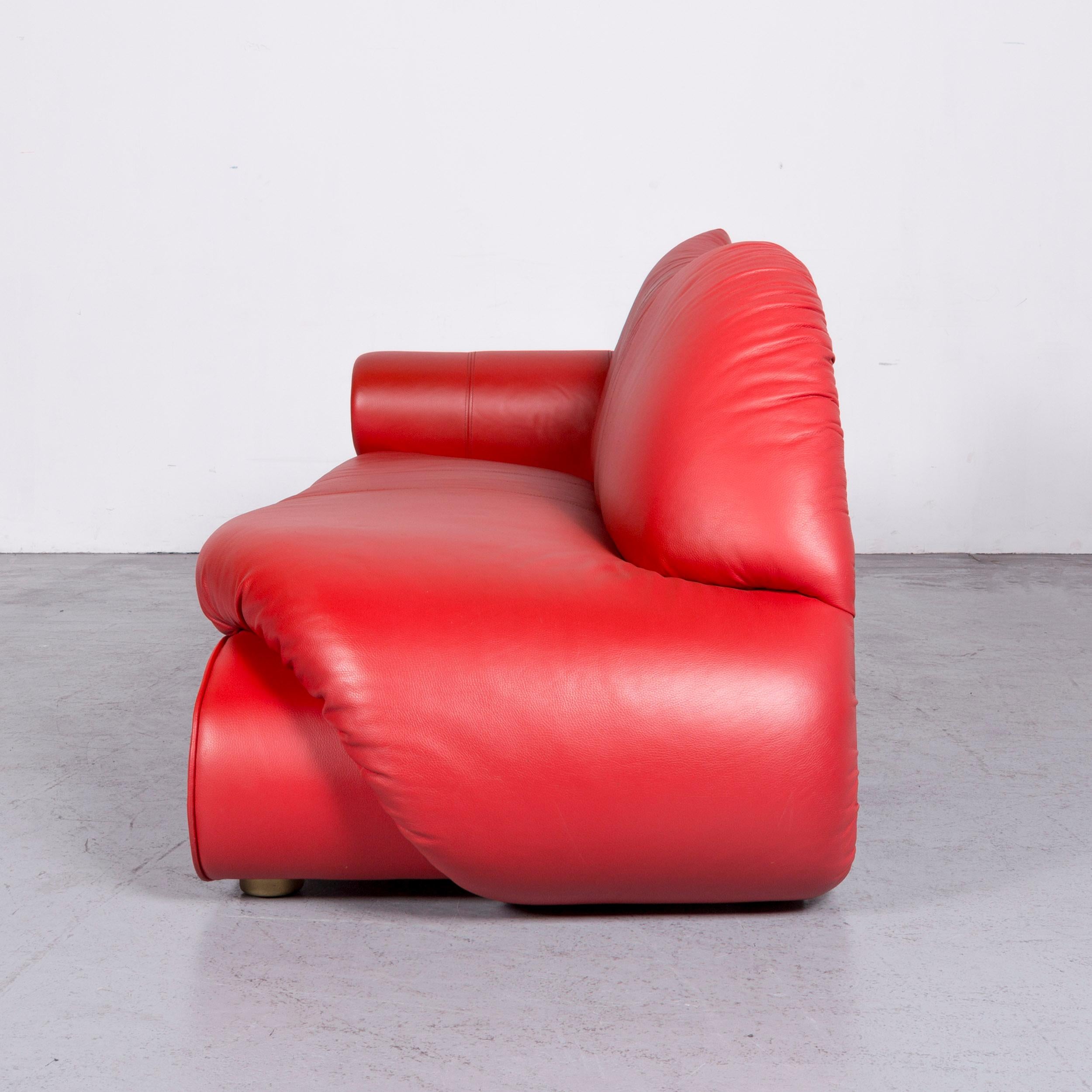 Bretz Gaudi Designer Leather Sofa Set Red Three-Seat Couch For Sale 6