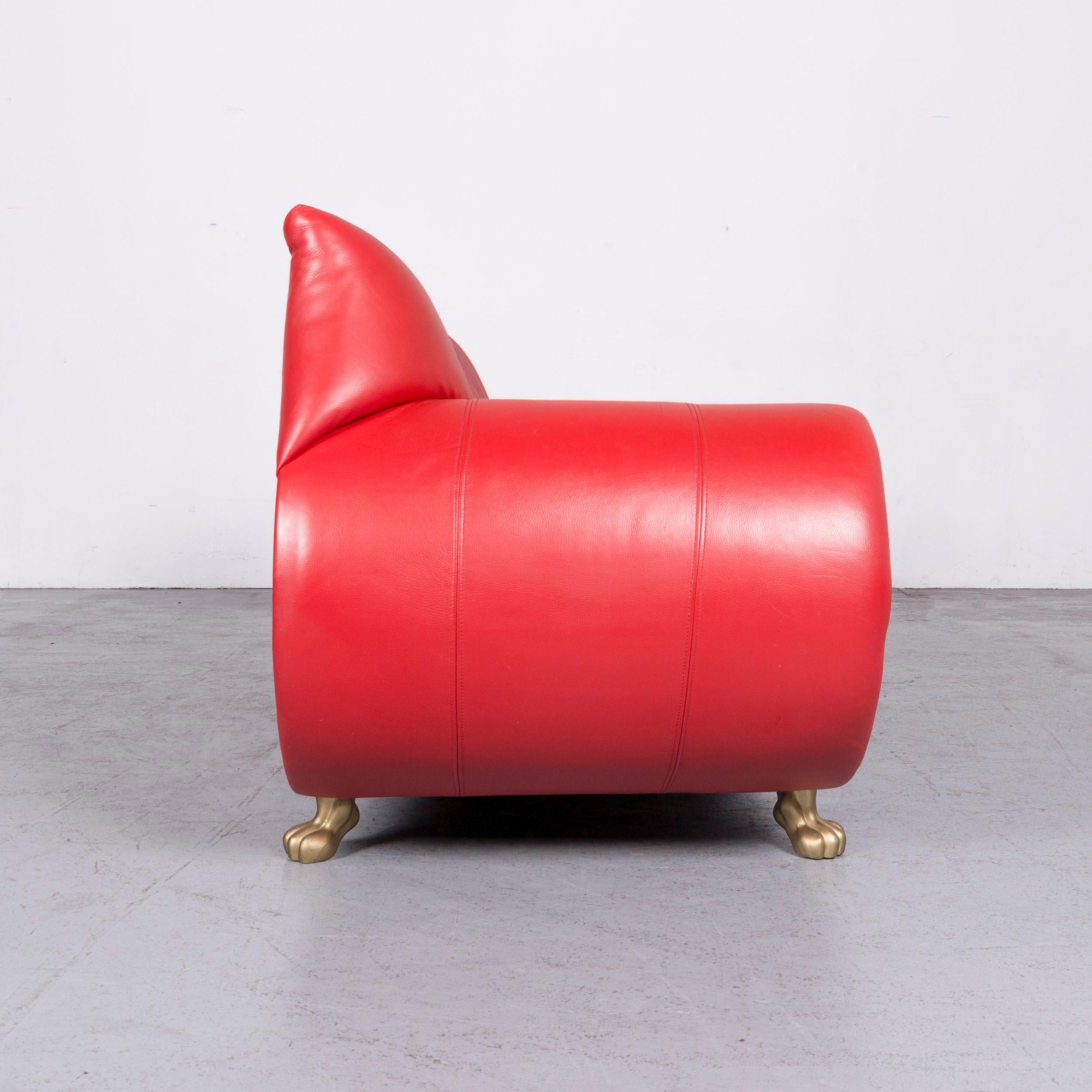 Bretz Gaudi Designer Leather Sofa Set Red Three-Seat Couch For Sale 14
