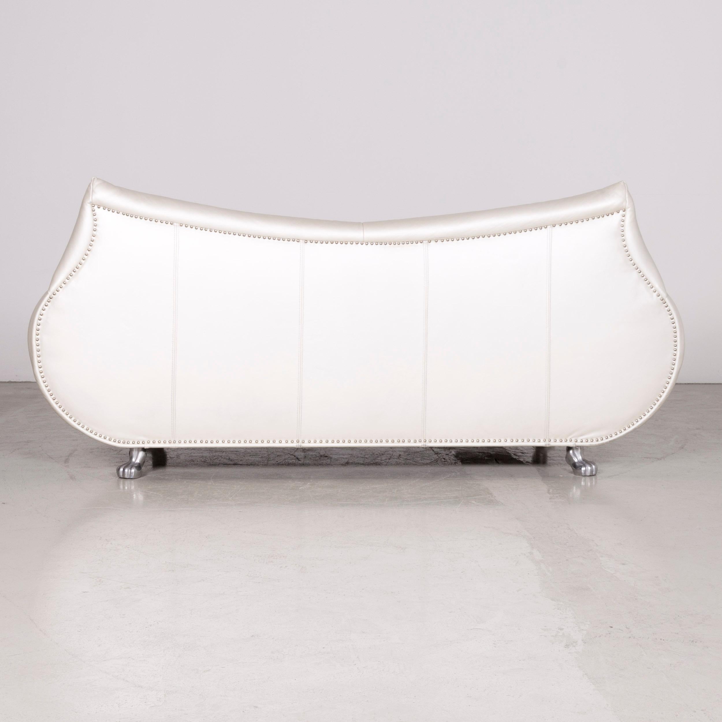 Bretz Gaudi Designer Leather Sofa White Two-Seat Couch For Sale 5